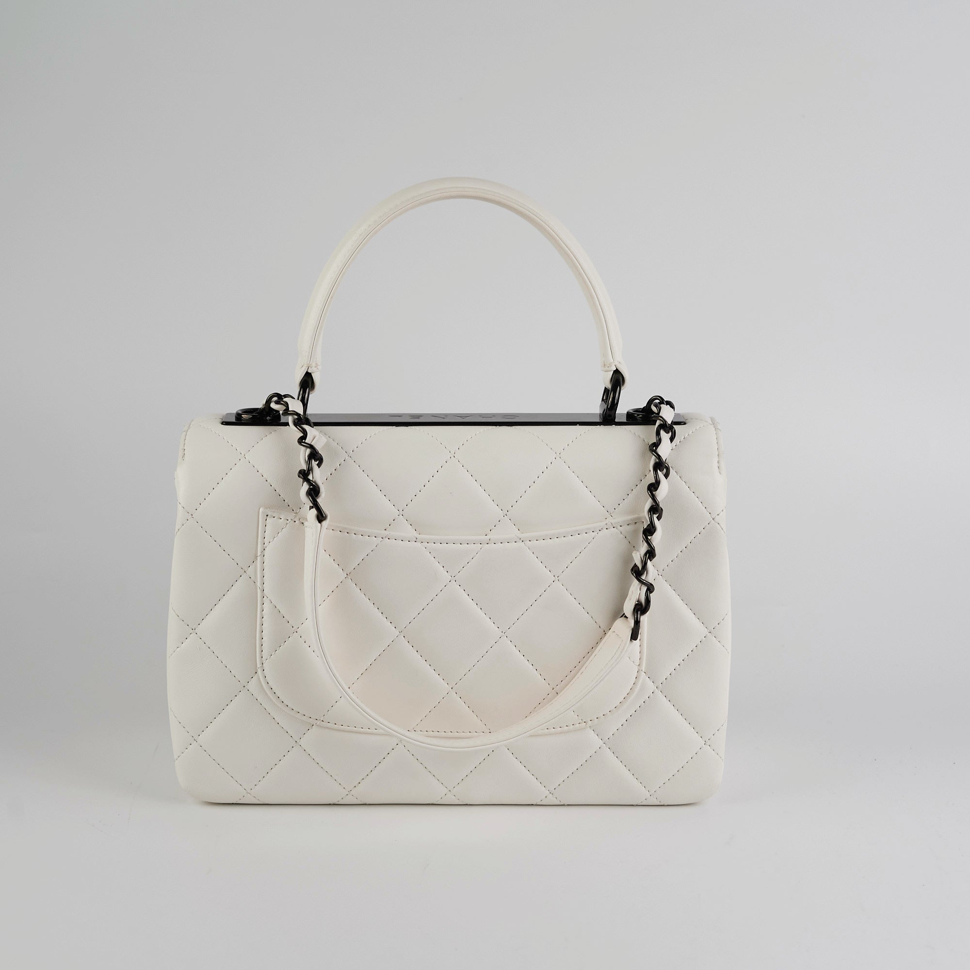 Chanel Quilted Small Trendy CC Dual Handle Flap Bag in White - Authentic Microchipped Luxury Handbag for Women | Perfect for Date Night, Parties & Special Occasions