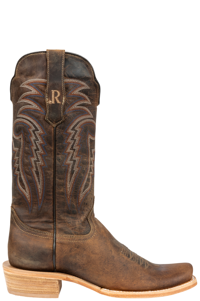 R. Watson Genuine Leather Goat Cowboy Boots for Men - Tan Western Boots for Country Riding, Line Dancing & Rodeo Events