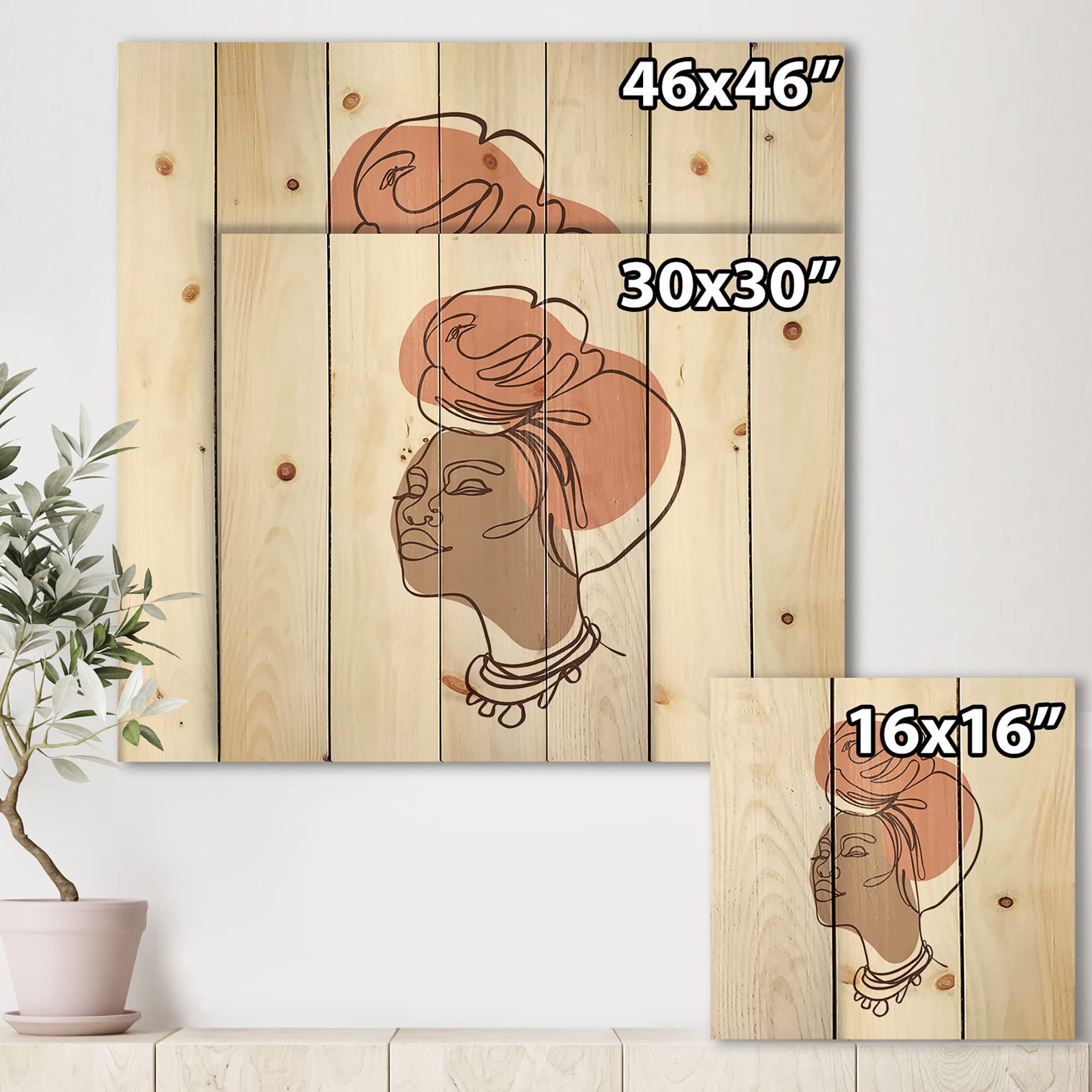 African American Woman Wood Wall Art - Modern Abstract Pine Decor for Living Room