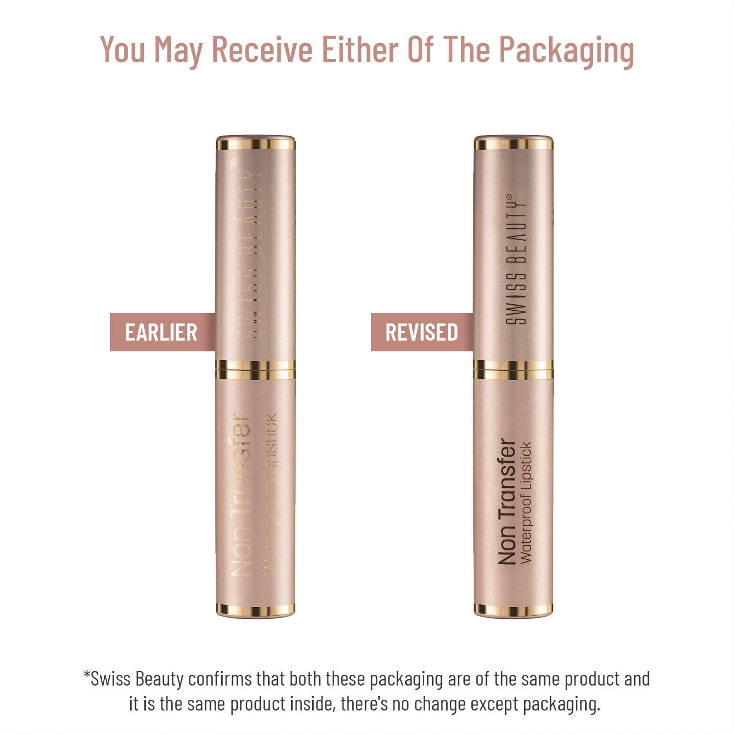 Swiss Beauty Non-Transfer Waterproof Matte Lipstick with Jojoba Oil - Long Lasting, Highly Pigmented (Shade: Bare, 3g) | Perfect for Daily Wear, Parties & Special Occasions