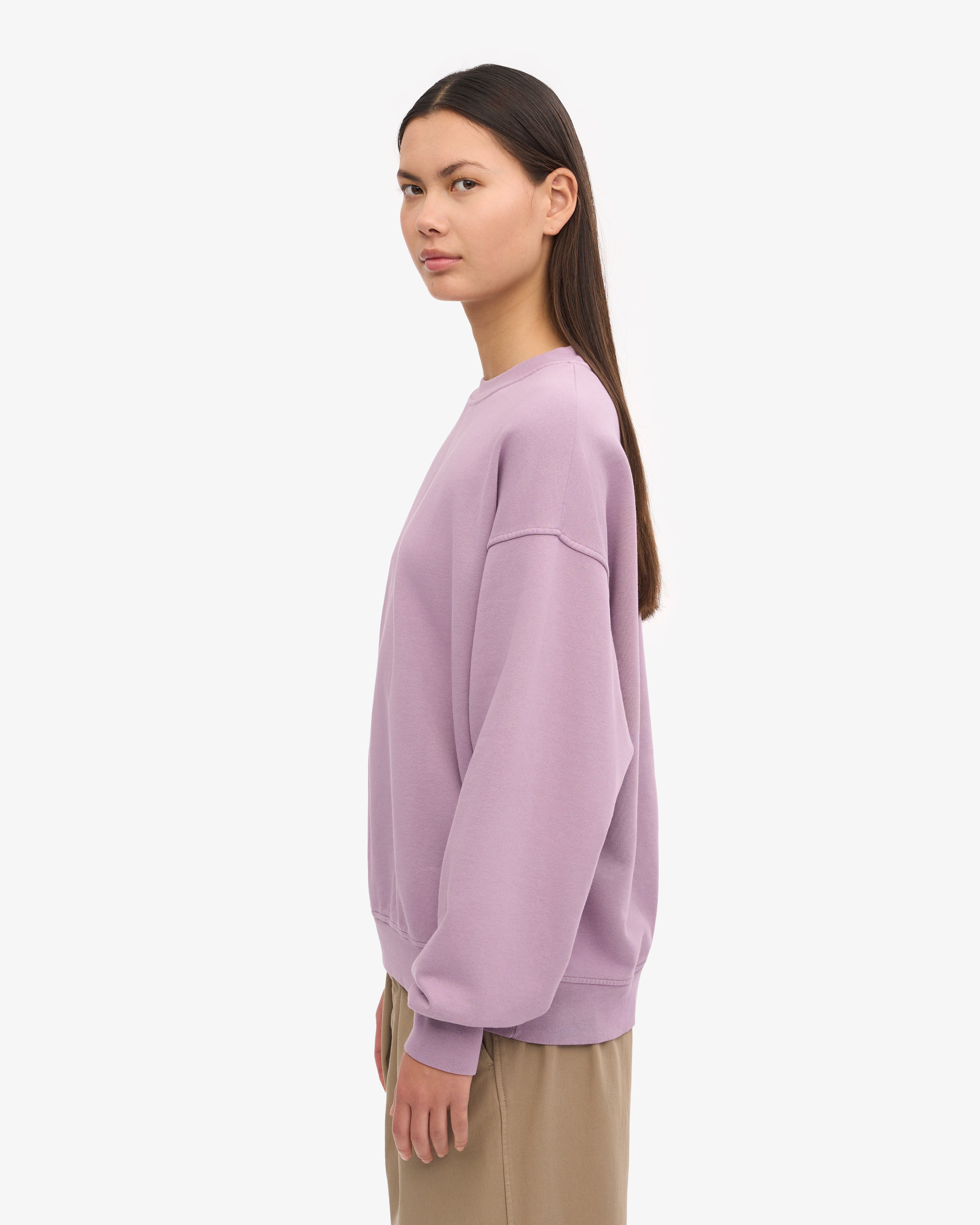 Organic Oversized Crewneck Sweatshirt for Women - Soft Pearly Purple Pullover | Cozy Loungewear & Casual Outfit for Fall & Winter