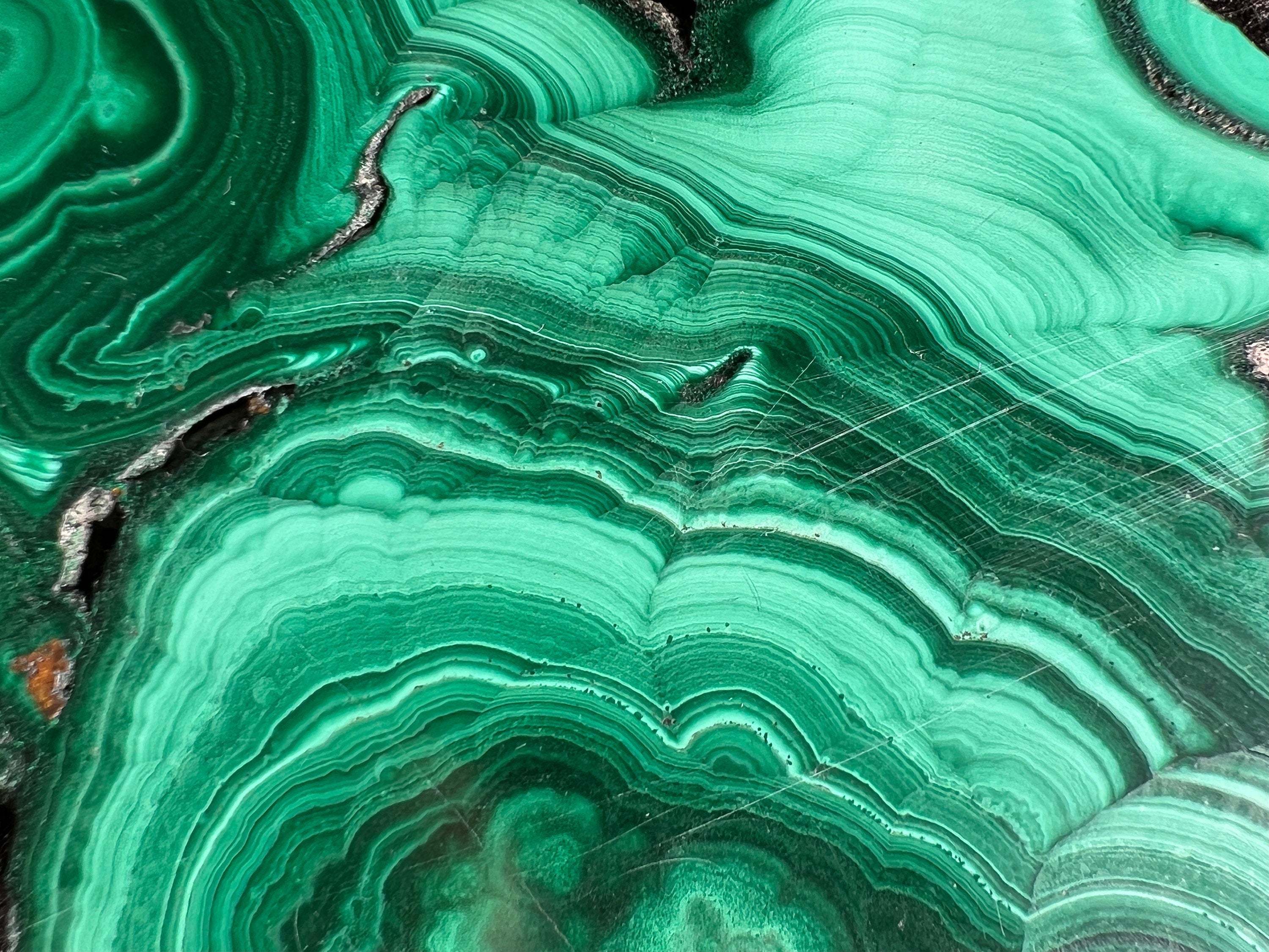 Natural Malachite Crystal Slab - Polished Green Malachite Stone for Jewelry Making, Unique Spiritual Gift, Home & Office Decor (50411) - Perfect for Meditation, Healing Crystals Collection & Feng Shui Decorations