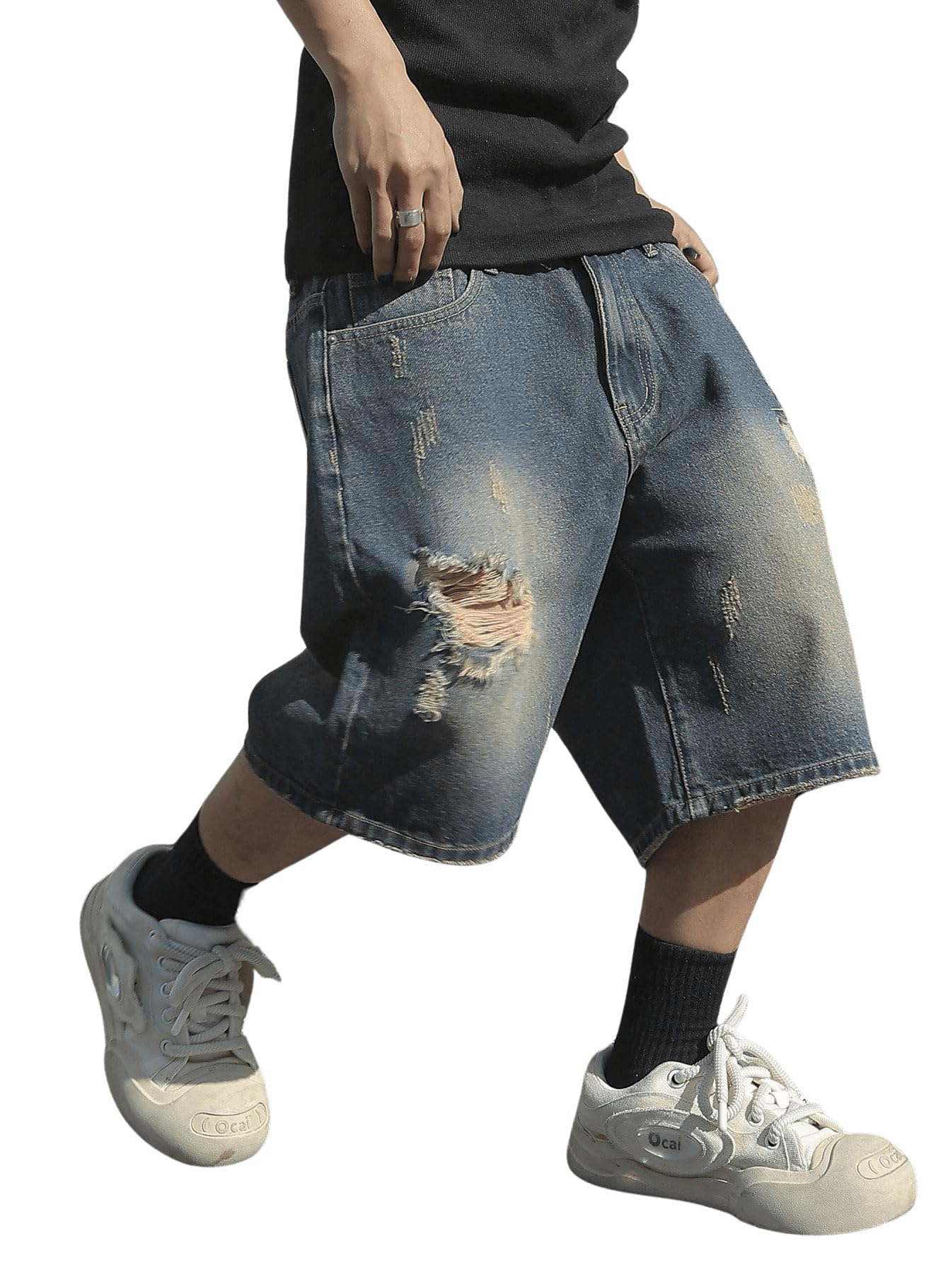 Verdusa Men's Baggy Bermuda Denim Shorts - Streetwear Jean Shorts with Pockets for Casual Wear, Summer Outfits & Beach Style