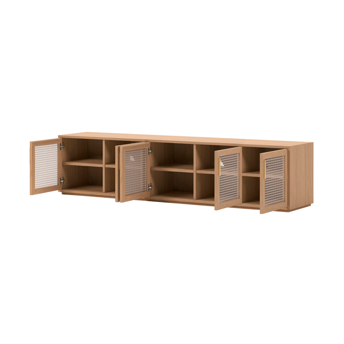 Modern Large Cuba Rattan TV Stand with Storage - Stylish Entertainment Center for Living Room, Bedroom & Home Theater Setup