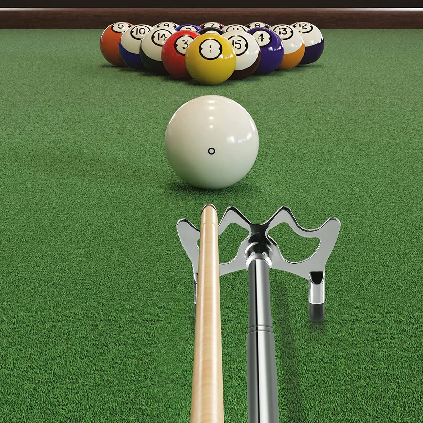 Retractable Billiards Cue Stick Bridge with Removable Brass Head - Portable Pool Table Accessory for Professional & Home Use - Perfect for Bars, Game Rooms & Pool Halls