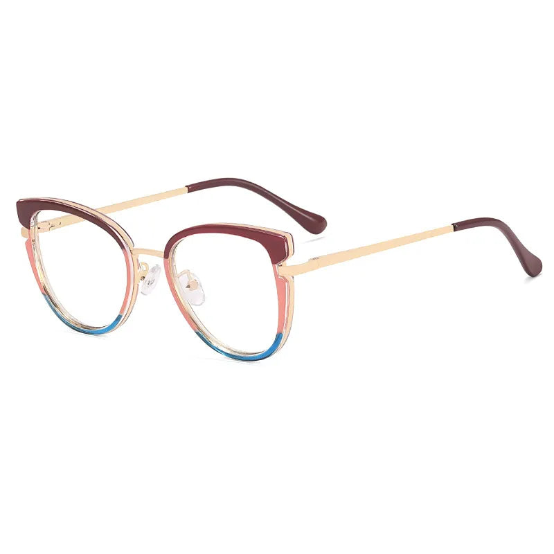 CCspace Women's Full Rim Cat Eye Titanium Eyeglasses Frame 56831 - Lightweight & Durable Eyewear for Work, Reading & Fashion Accessories