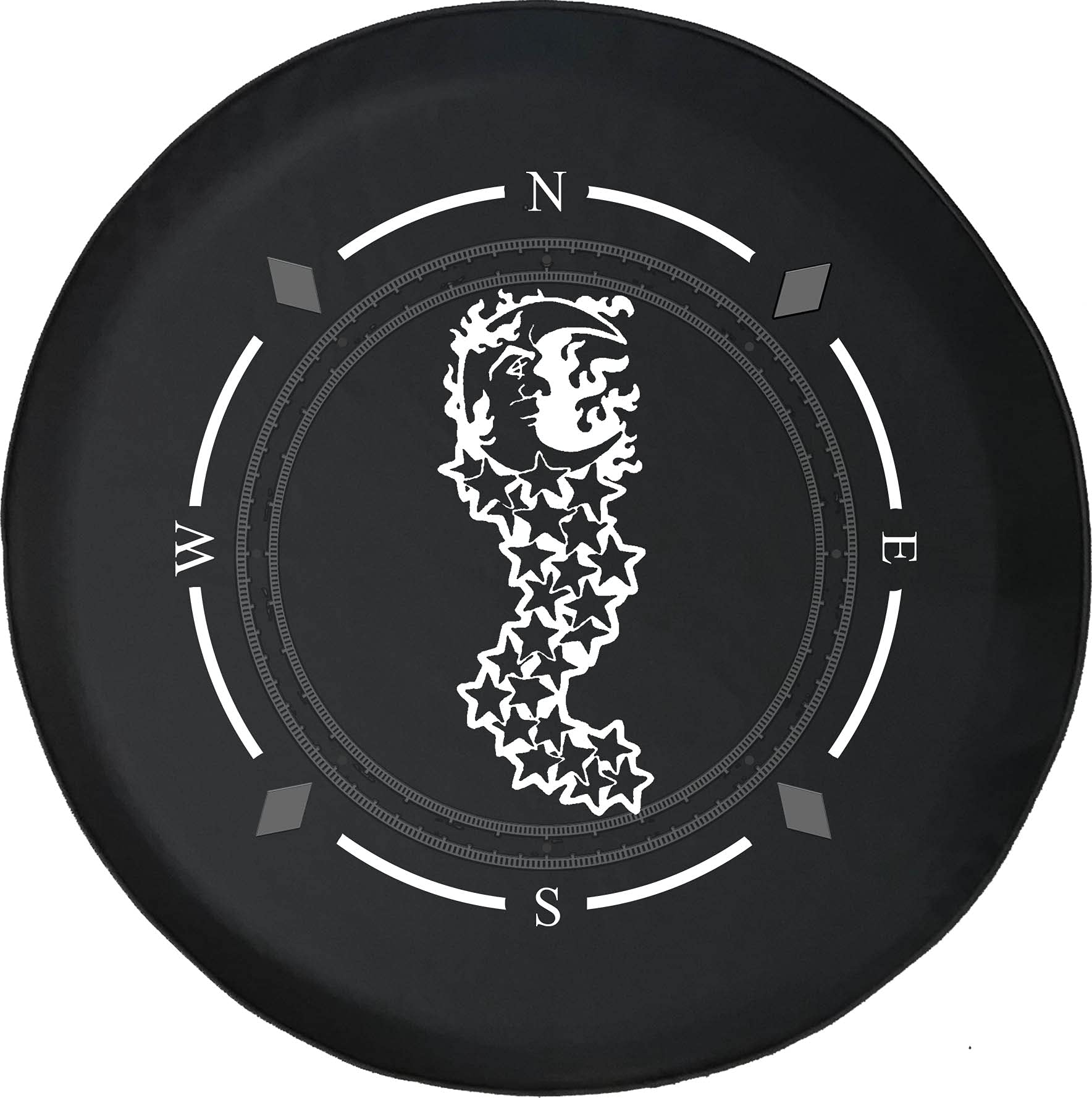American Unlimited Spare Tire Cover with Compass & Celestial Moon Stars Design - Universal Fit for SUV, Trailer, RV & Many Vehicles - Perfect for Outdoor Adventures & Road Trips