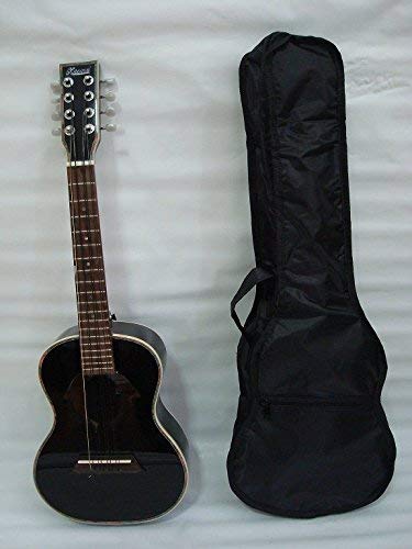 Ktone 8-String Solid Mahogany Dolphin Ukulele - Professional Mandola Uke in Black | Perfect for Beginners, Travel & Live Performances