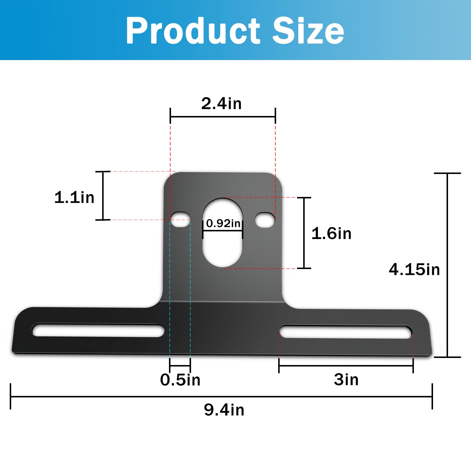 Heavy Duty Steel Trailer License Plate Bracket - Universal Fit for UTV, ATV, Truck, RV & Boat Mounting with Hardware (1 Pack) - Perfect for Off-Road, Towing & Marine Applications