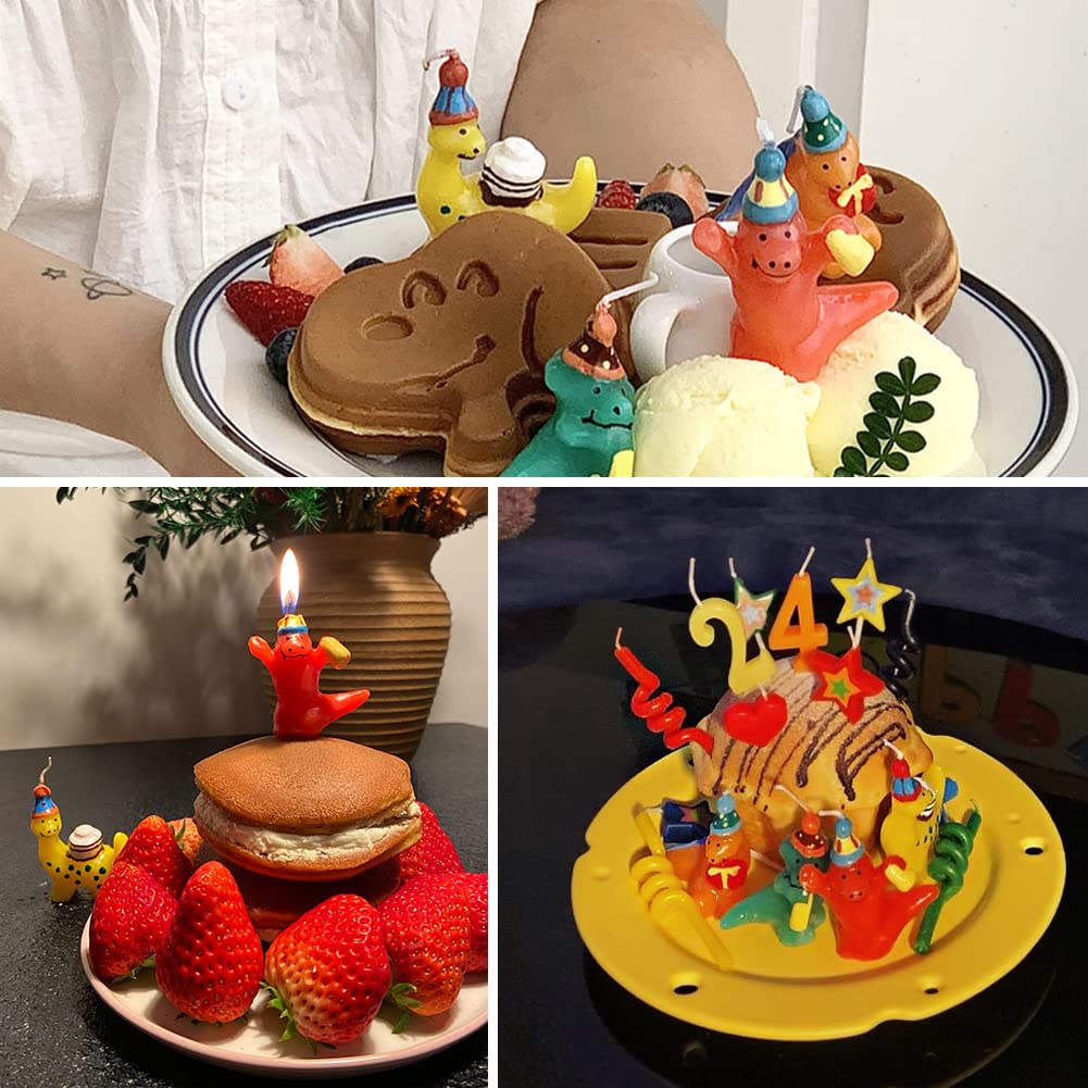 Dinosaur Birthday Cake Candles - 3D Dino Themed Cake Toppers for Kids Birthday Party Decorations (Set of 4) | Perfect for Jurassic Theme Cakes, Dino Parties & Prehistoric Celebrations