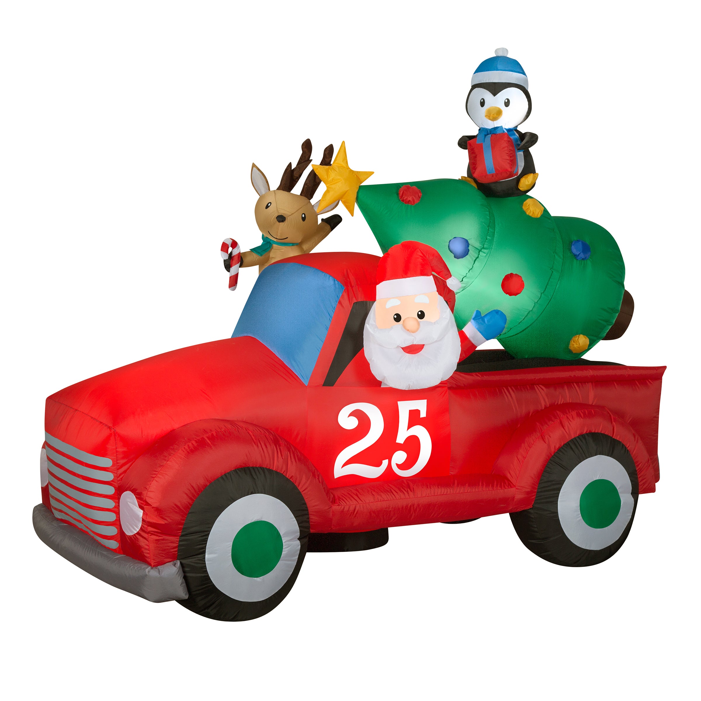 8 ft. Inflatable Santa in Vintage Pickup Truck with LED Lights - Outdoor Christmas Decoration for Yard, Garden, and Holiday Party Decor