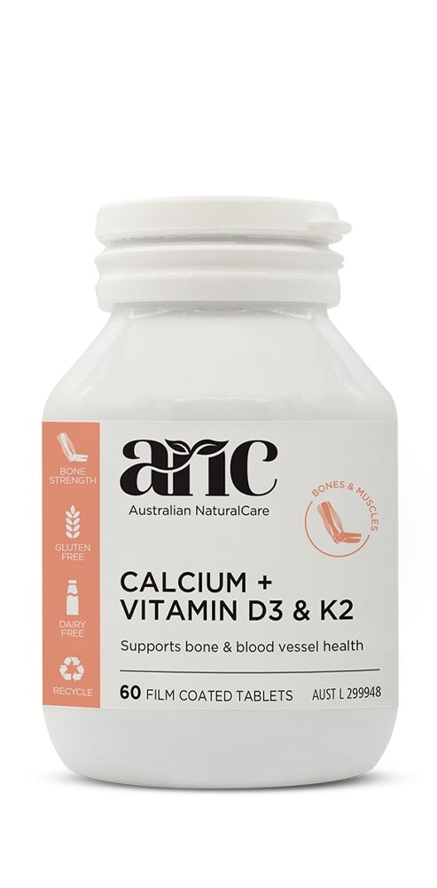 Australian Natural Care Calcium + Vitamin D & K2 Supplement - 60 Tablets for Bone Health & Immune Support - Ideal for Adults & Seniors