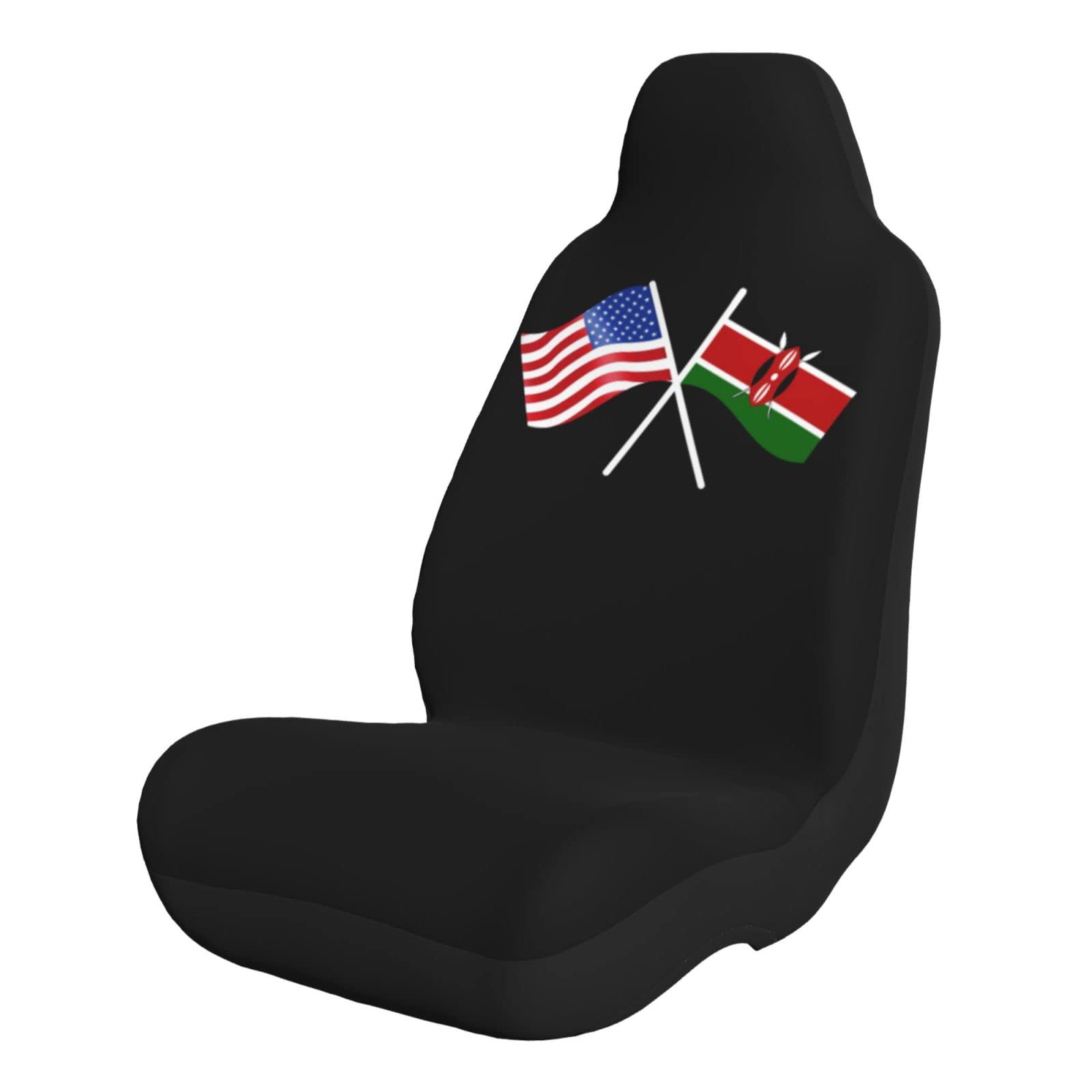 OKLRYNBV American & Kenya Flag Car Seat Covers - Universal Fit for Most Vehicles (2-Piece Set) | Patriotic Car Accessories for SUV, Truck & Sedan
