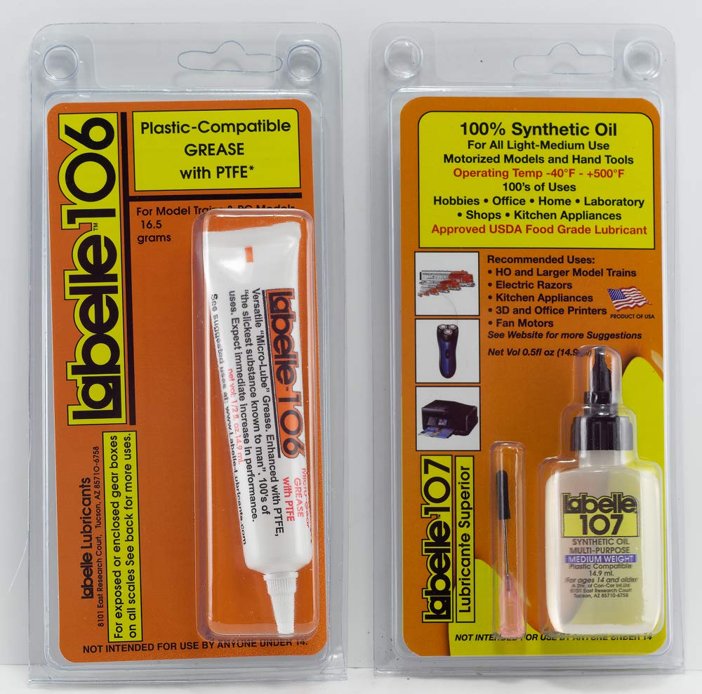 2-Pack PTFE Lubricant Oil & Grease - Universal Lubrication for All HO Scale Model Trains - Perfect for Locomotives, Wheels, and Track Maintenance