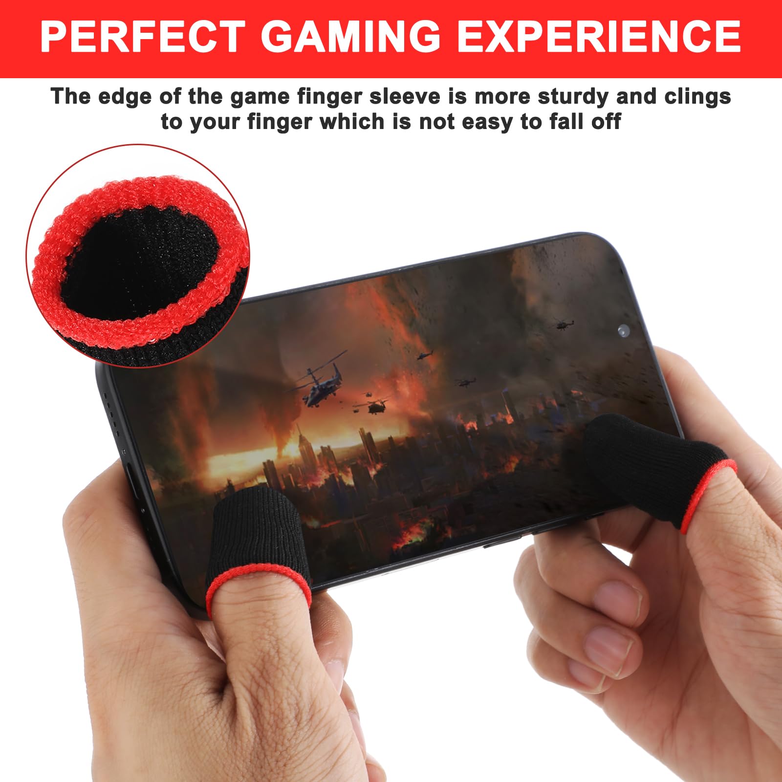 10Pcs Anti-Sweat Gaming Finger Sleeves for Mobile Phones & Controllers - Superconductive Nanofiber Touchscreen Gloves for Enhanced Grip & Precision (Perfect for PUBG, Fortnite & Esports)