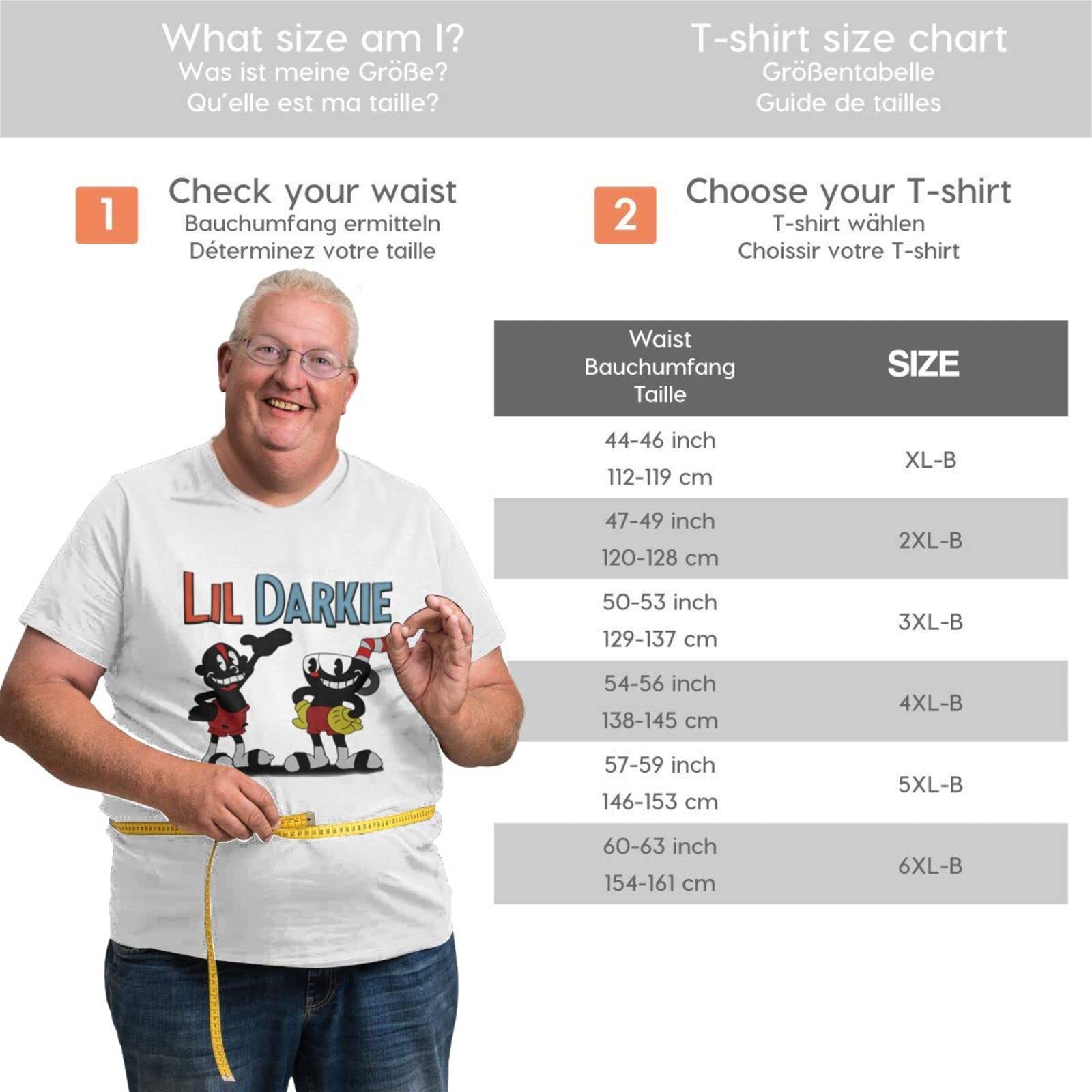Lil Darkie Oversized Cotton T-Shirt for Men - Big & Tall Short Sleeve Tee - White Casual Streetwear Shirt for Concerts, Skateboarding & Urban Fashion