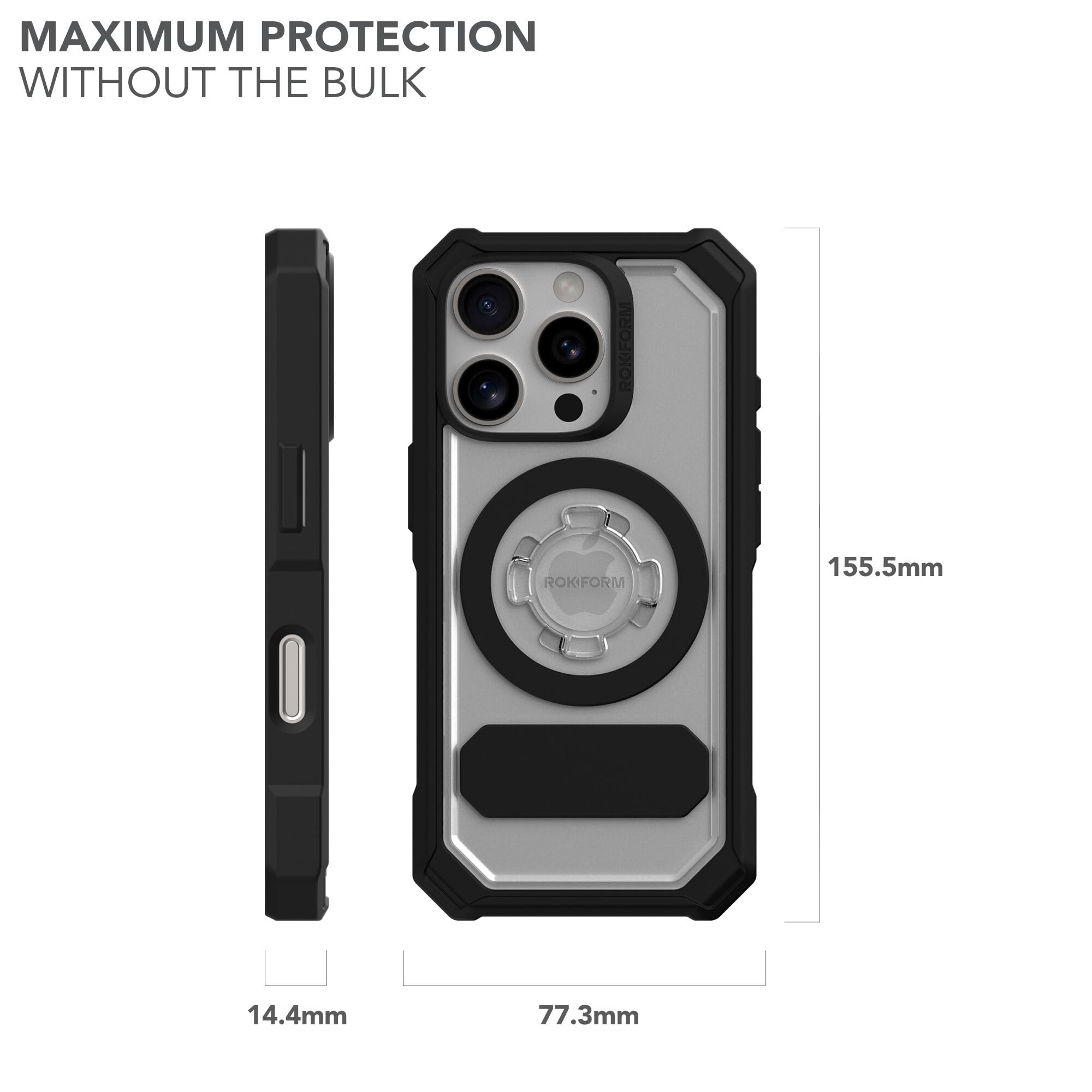 Rokform Crystal Series Magnetic Clear iPhone 16 Pro Case with RokLock Twist Lock - Drop Tested Armor for Everyday Protection and Active Lifestyles