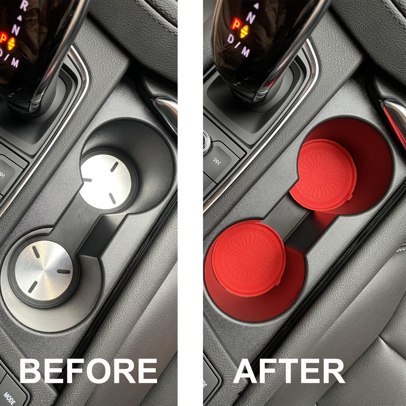 4-Pack Universal 3-Inch Silicone Car Cup Holder Coasters - Non-Slip Soft Drink Mats for Most Vehicles, Red - Perfect for Coffee, Soda & Water Bottles in Car, Truck or SUV