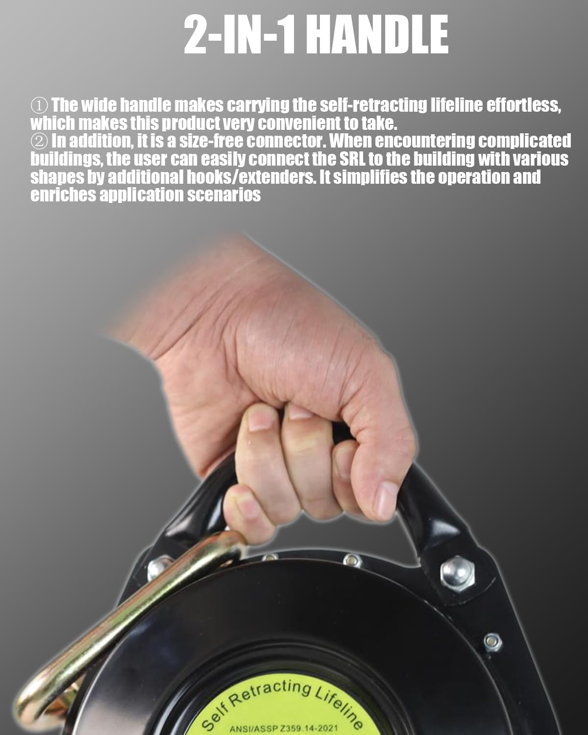 33FT Self Retracting Lifeline with Internal Shock Absorber - Aviation Grade Galvanized Steel Cable, Tangle-Free Retractable Safety Lanyard for Roofing & Construction - ANSI Compliant Fall Protection Gear (Ideal for Roofers, Window Cleaners & Construction Workers)