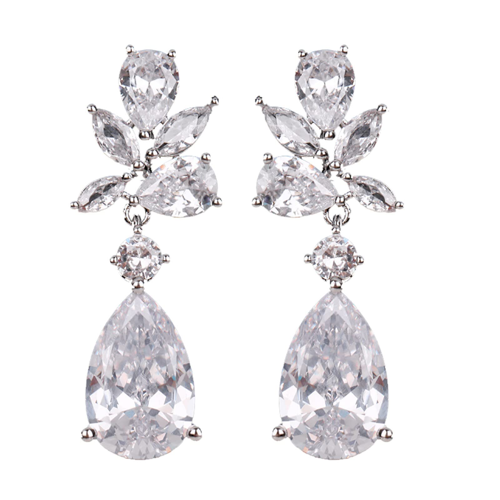Elegant Pear-Shaped Zircon Drop Earrings for Wedding & Special Occasions - Bride Jewelry Gift in Pearl & Crystal Colors