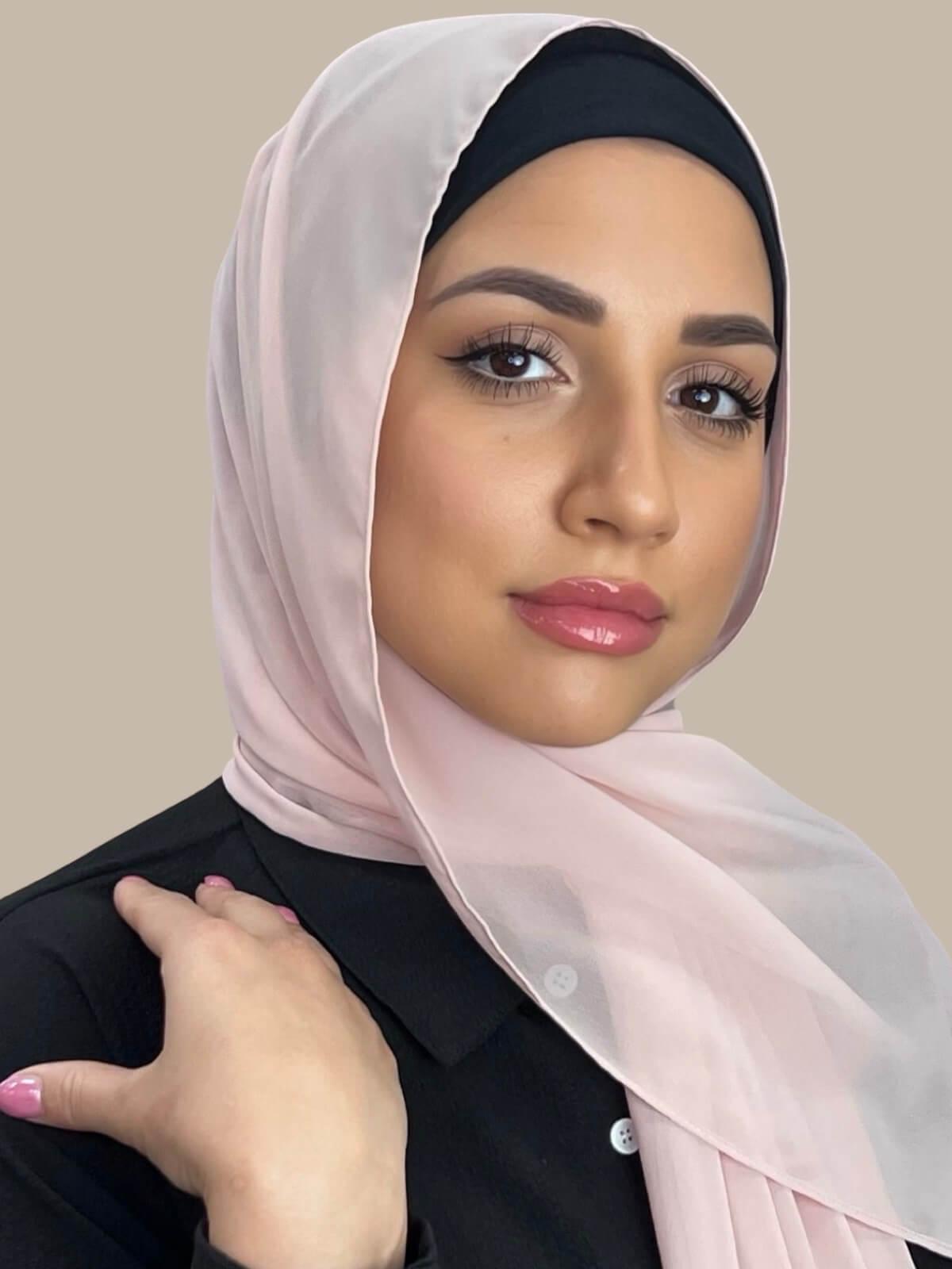 Luxury Chiffon Hijab with Pearl Embellishments - Elegant Muslim Scarf for Women, Perfect for Prayer, Weddings & Special Occasions