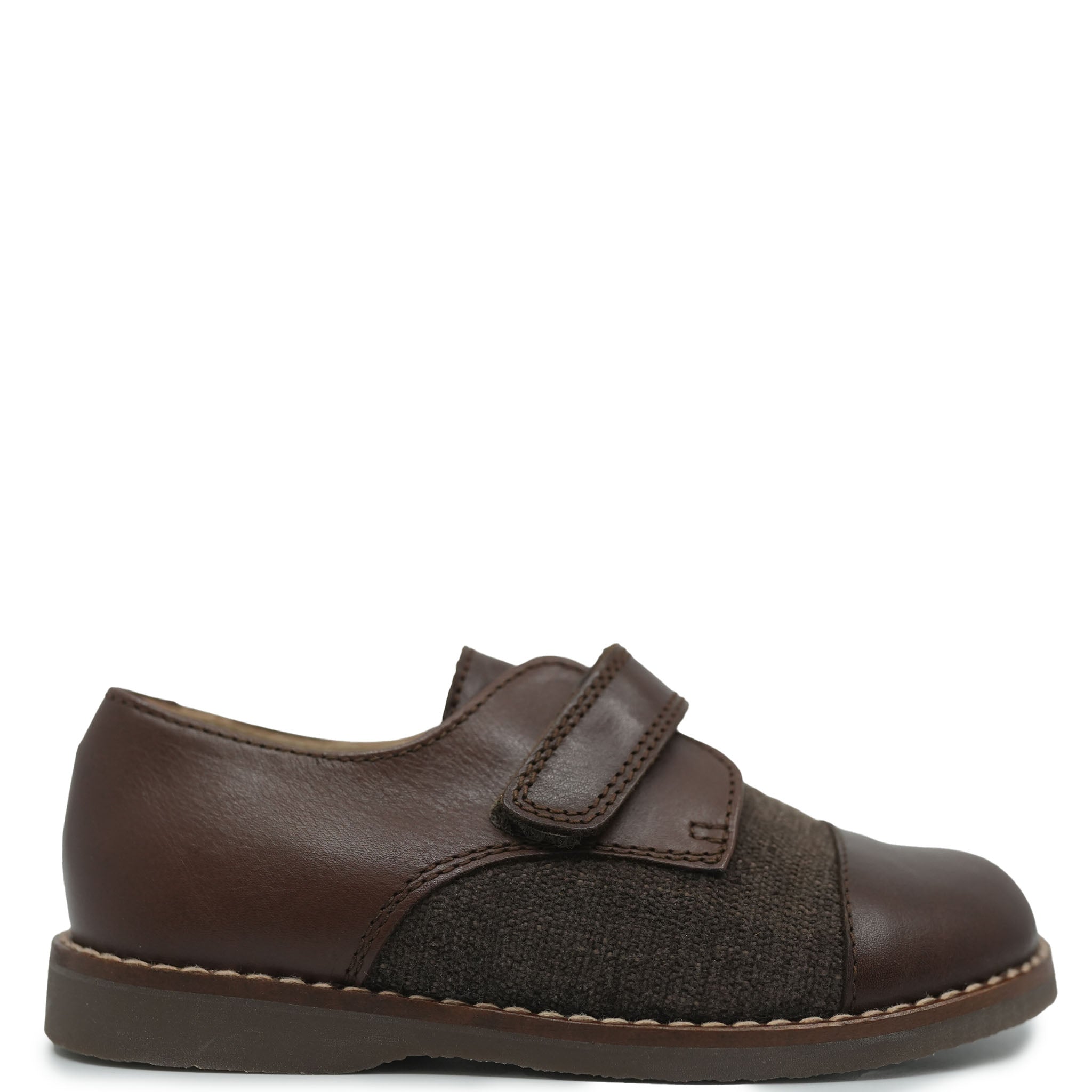 Beberlis Brown Leather & Linen Velcro Shoes for Men - Comfortable Casual Slip-On Shoes for Walking, Travel & Everyday Wear