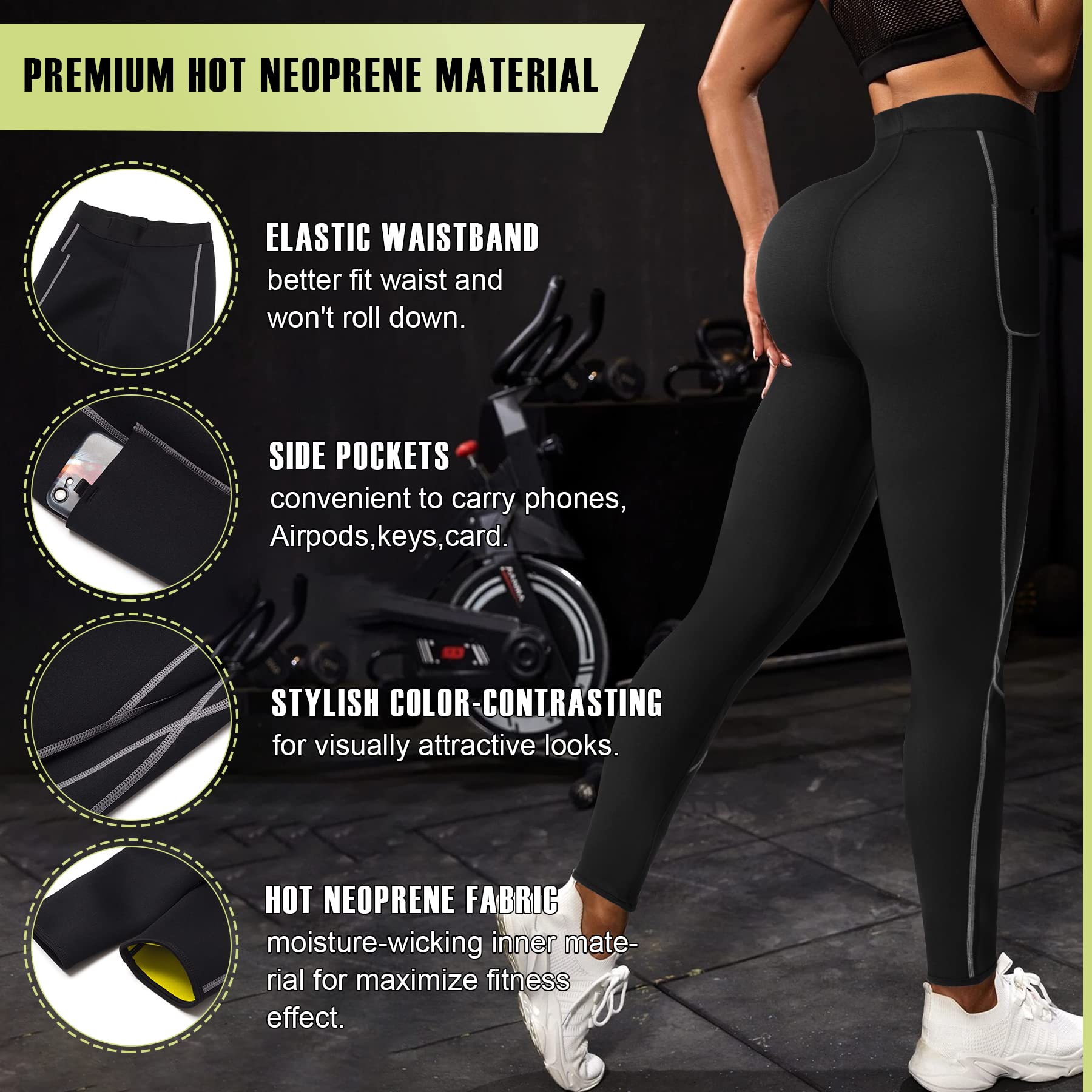 Thermo Slimming Neoprene Sauna Leggings for Women - Weight Loss Workout Running Compression Pants - Ideal for Gym, Yoga & Hot Yoga Sessions