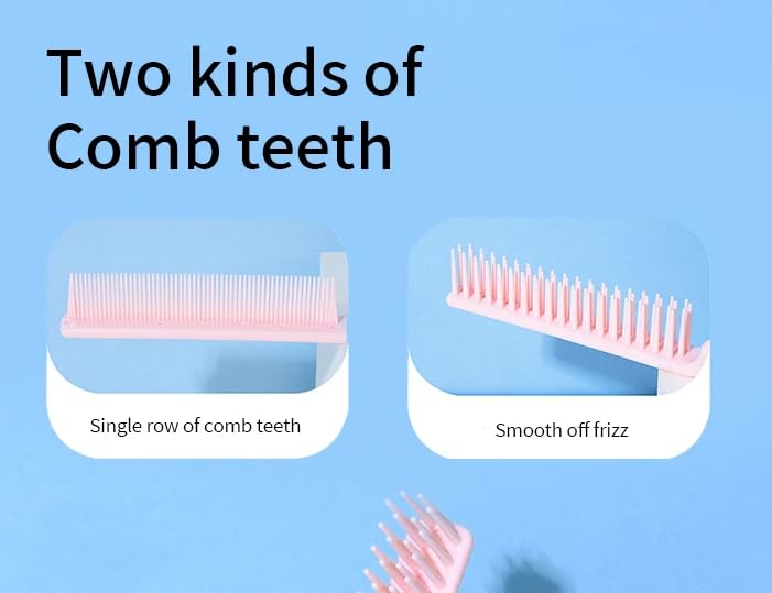 2 in 1 Folding Hair Brush & Comb - Double Headed Massage Plastic Portable Travel Hairbrush for Men & Women - Perfect for Travel, Gym, Purse & On-the-Go Styling
