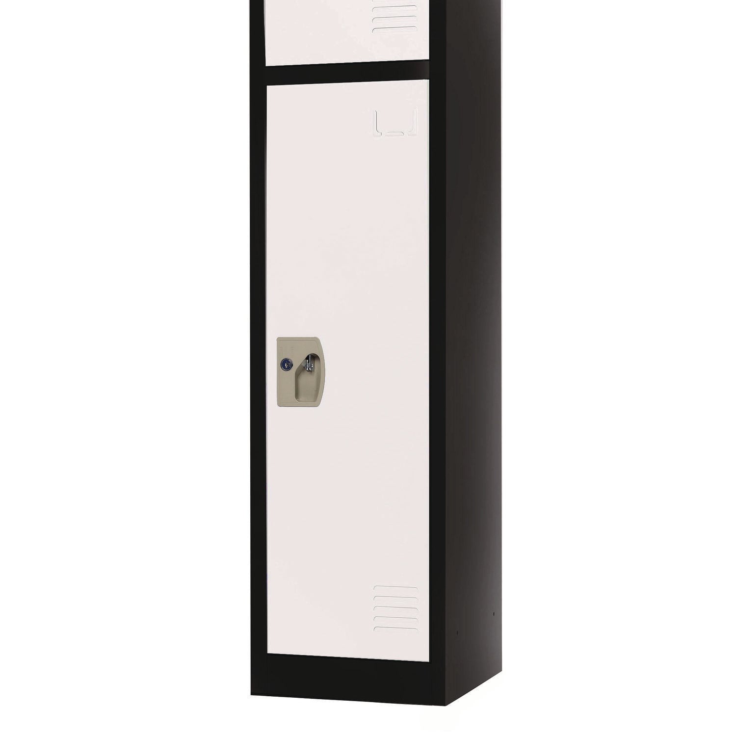 Steel Storage Locker for Office & Home - 12x12x72 Inches, 1 Compartment, Black Body with White Doors - Perfect for Gym, School, Warehouse & Locker Room Organization