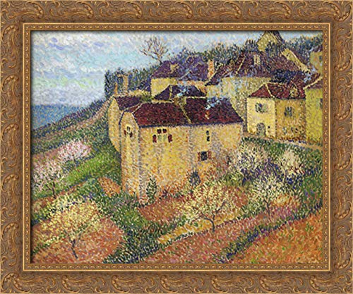 Henri Martin Saint Cirq Lapopie 24x20 Gold Ornate Wood Framed Canvas Art - French Countryside Landscape Painting for Living Room, Bedroom & Office Decor