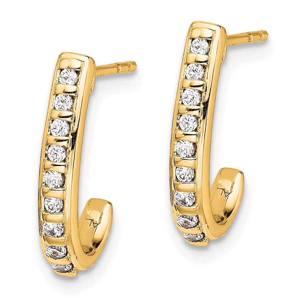14K Gold Diamond J Hoop Post Earrings for Women - Elegant Dangle Earrings for Parties & Weddings | Model EM5493 020 YA | Perfect Gift for Birthday, Anniversary & Valentine's Day