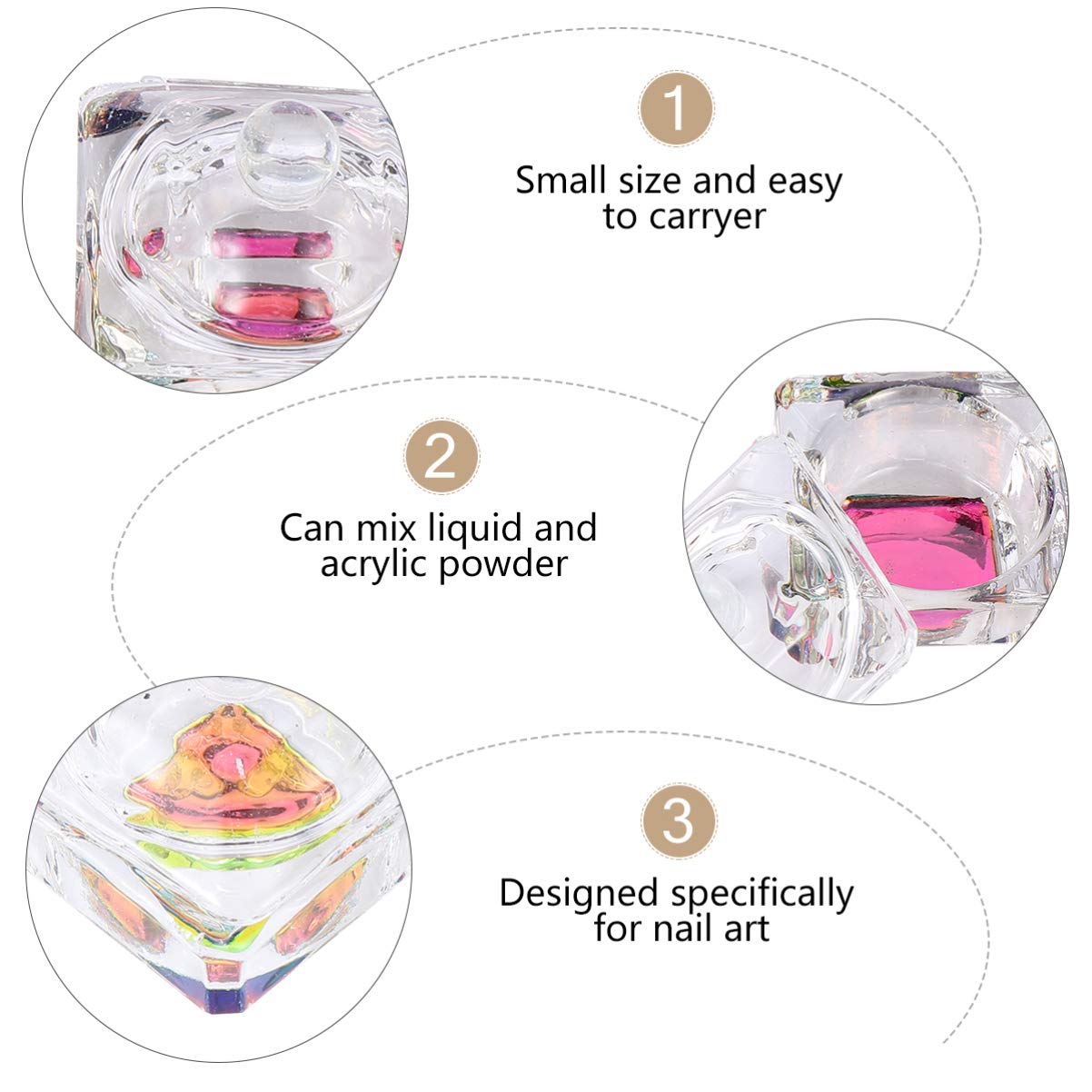 2PCS Crystal Glass Nail Art Cups - Nail Liquid Container & Nail Art Dish for Acrylic Powder, Glitter & Nail Art Supplies | Perfect for Salon, DIY Manicure & Professional Nail Artists