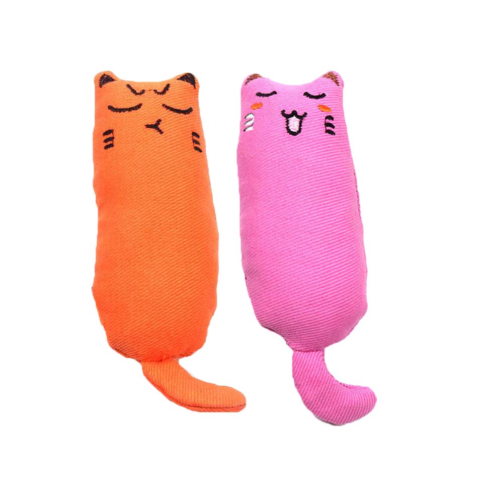 TEHAUX 2 Pack Catnip Toys for Kittens - Dental Chew Toys with Catnip for Teeth Cleaning, Interactive Play & Scratching - Red & Orange Pillow Design - Perfect for Playtime, Training & Stress Relief