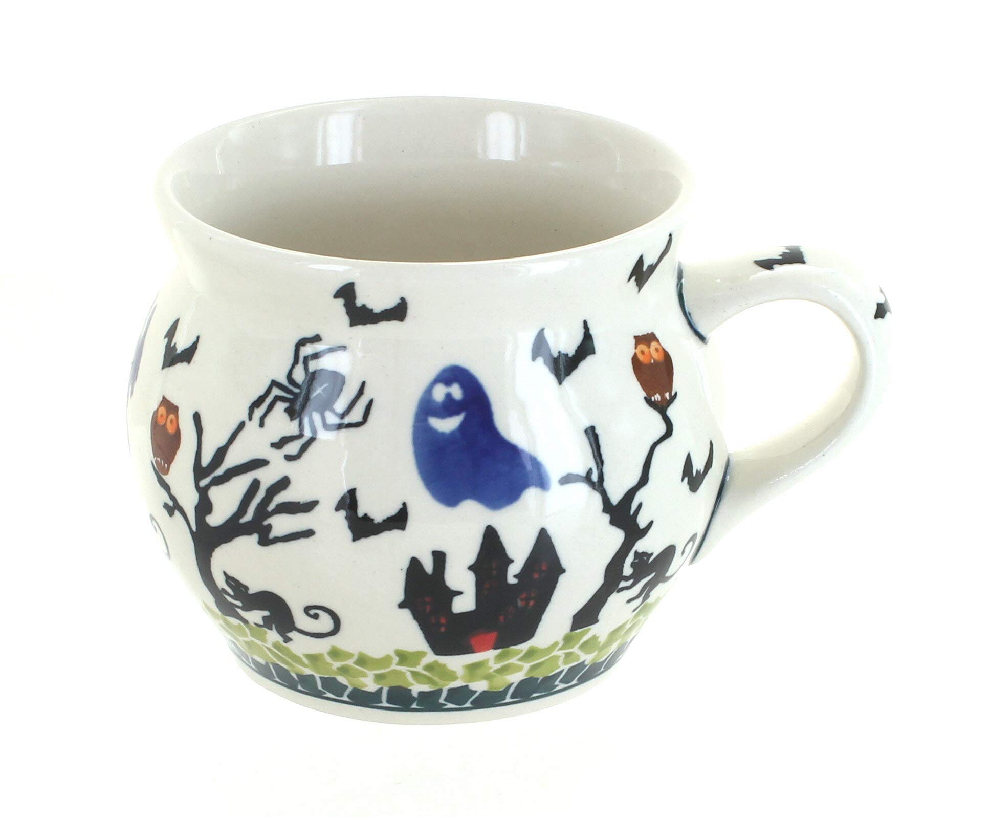 Blue Rose Polish Pottery Monster Mash Bell-Shaped Mug – Handmade Ceramic Coffee Cup for Halloween, Gothic Decor & Unique Gift Idea – Perfect for Tea, Coffee & Spooky Themed Parties