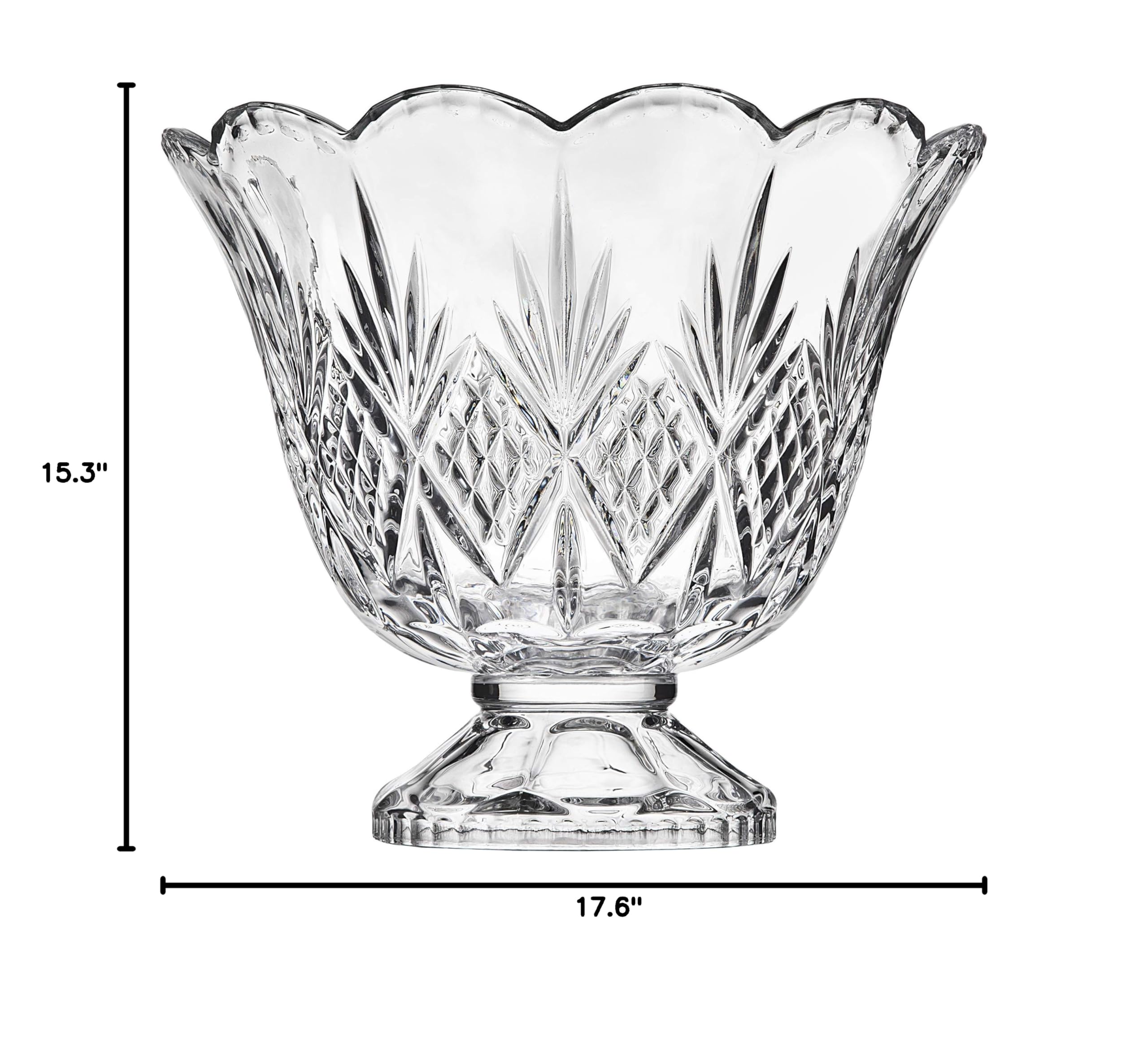 Godinger Dublin Crystal Punch Bowl Set with 8 Cups and Ladle - 10 Piece Elegant Glass Serving Set for Parties, Weddings & Holiday Entertaining