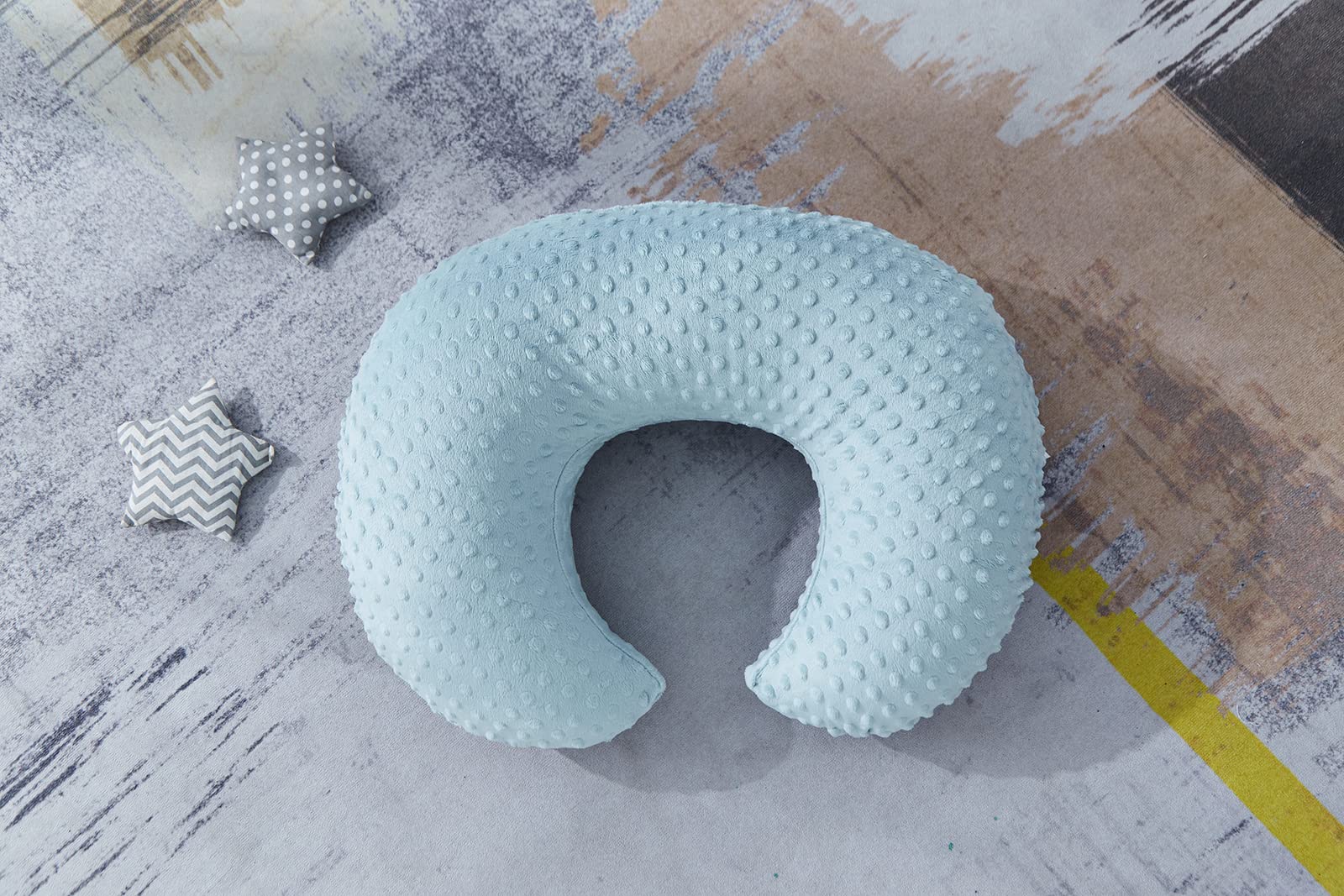 **Minky Dots Nursing Pillow Cover - Ultra Soft, Breathable Breastfeeding Pillow Slipcover for Baby Boy & Girl - Fits Most Nursing Pillows - Cloud Blue - Perfect for Comfortable Feeding & Cuddle Time**