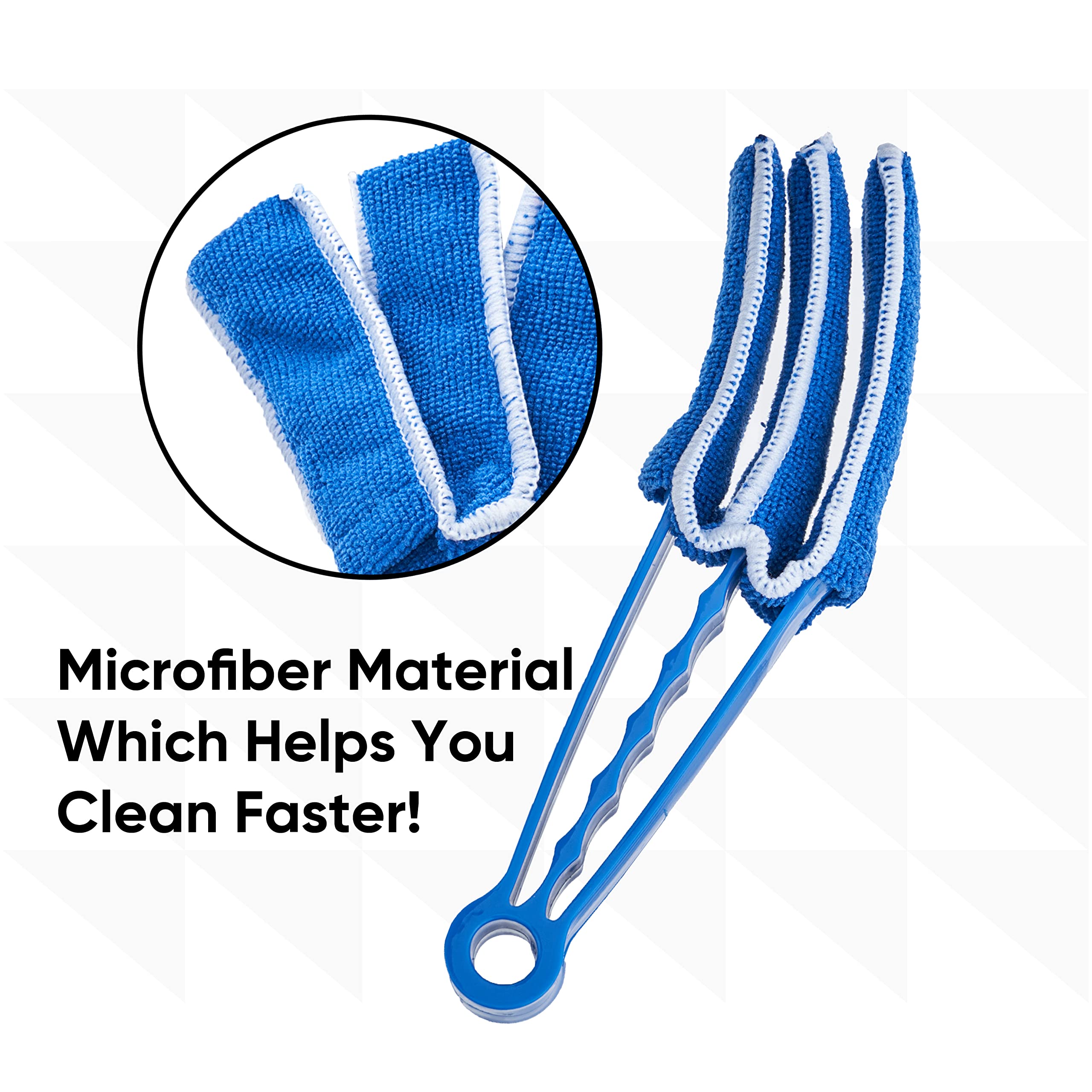 Superio Microfiber Blind Cleaner Duster Tool - Fan Blade & Air Duct Cleaning Kit with Washable Sleeve for Window Blinds, Vents, Shutters & Ceiling Fans - Perfect for Home, Office & HVAC Maintenance