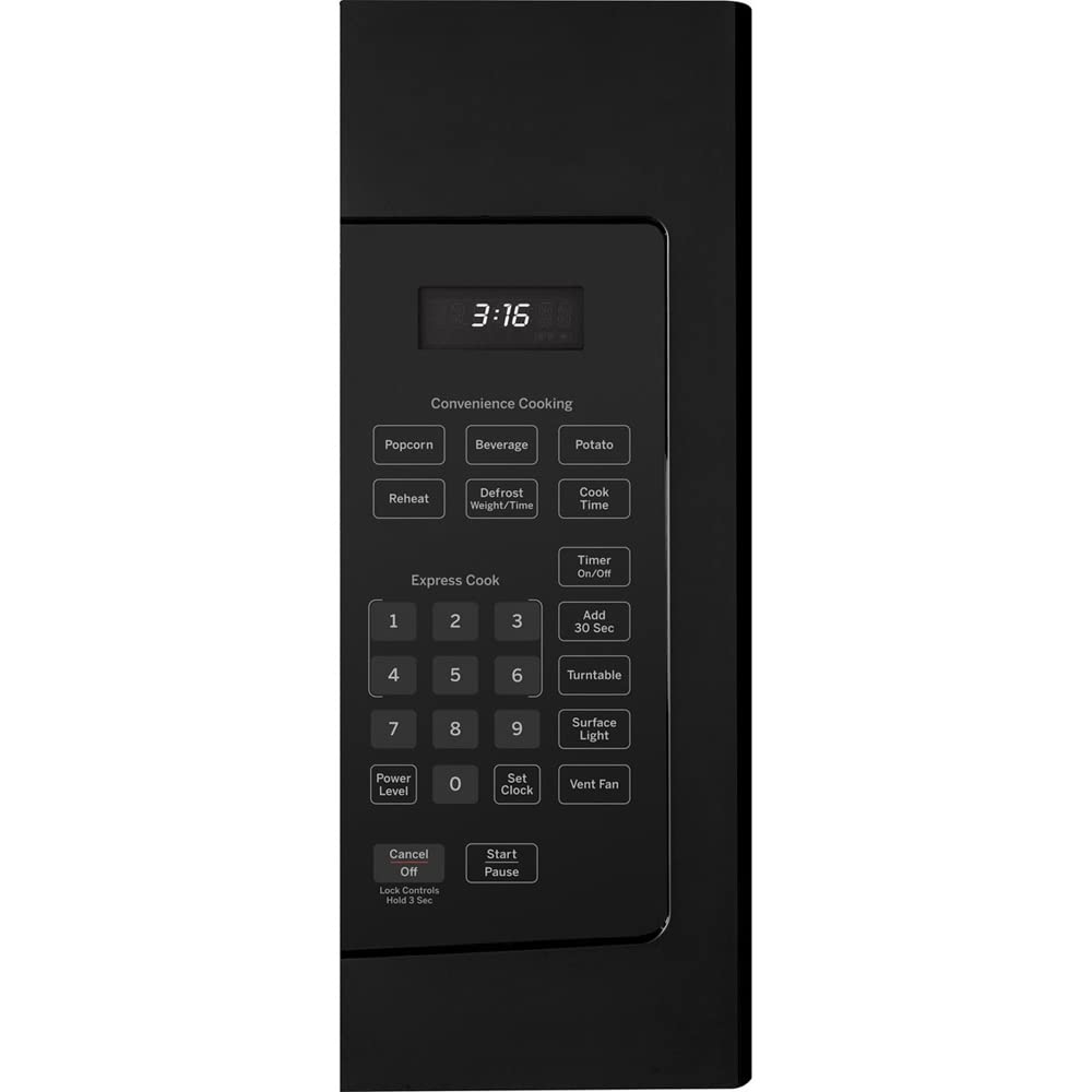 GE JVM3160DFBB 1.6 Cu. Ft. Over-the-Range Microwave Oven in Black - Includes Heat Resistant Oven Mitts & 3-Year Protection Plan - Perfect for Kitchen Remodeling & Small Space Cooking