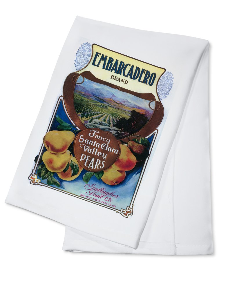 San Jose California Embarcadero Pear Poster - 100% Cotton Tea Towel & Decorative Hand Towel for Kitchen, Bathroom & Home Decor - Perfect for Farmhouse, Cottage & Vintage Style Kitchens