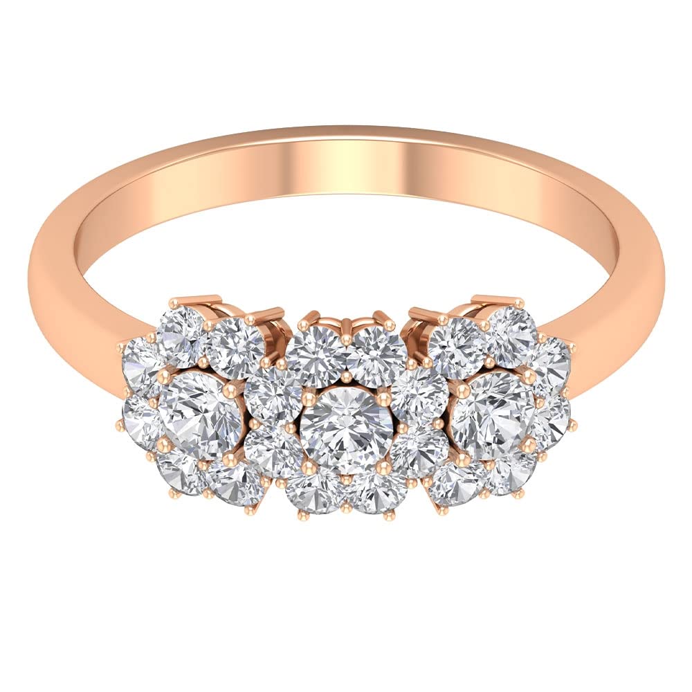 1 CT Cubic Zirconia Engagement Ring - 14K Solid Gold Floral Cluster Ring with Zircon Flower Design | Perfect for Wedding Proposals, Anniversary Gifts & Romantic Occasions