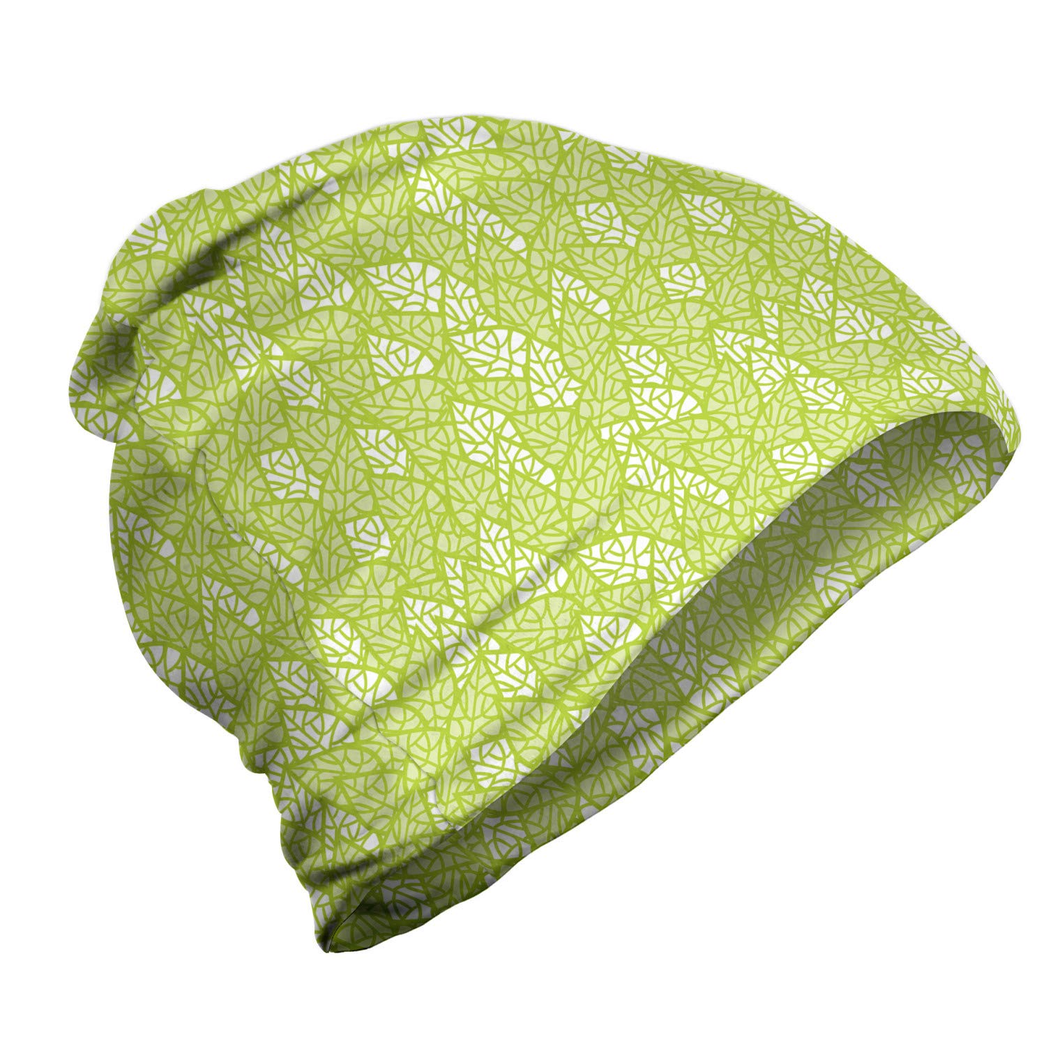 Ambesonne Unisex Beanie - Ecology Garden Leaves Print - Warm Knit Hat for Men & Women - Perfect for Hiking, Camping & Outdoor Winter Activities