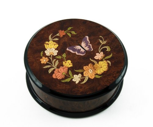 30 Note Handcrafted Round Butterfly Floral Music Jewelry Box - Chariots of Fire - Perfect Gift for Birthdays, Anniversaries & Home Decor