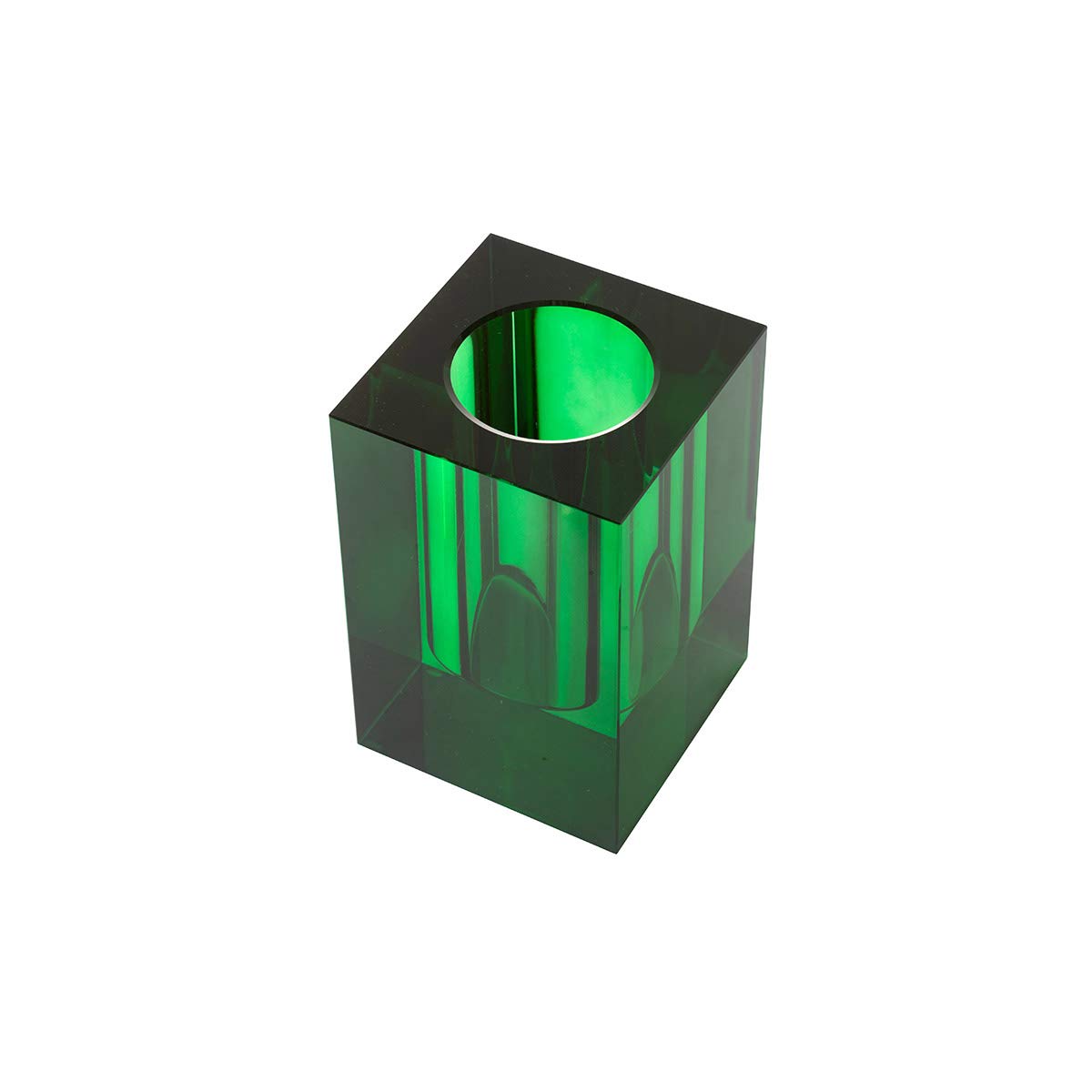 A&B Home 8 Inch Transparent Rectangular Glass Vase with Green Finish - Modern Home Decor for Flowers, Centerpieces & Wedding Arrangements