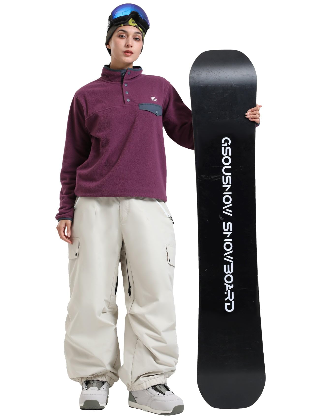 GSOU SNOW Insulated Waterproof Ski Pants for Women & Men - Baggy Cargo Snowboard Pants with Windproof & Wear-Resistant Design | Perfect for Skiing, Snowboarding & Winter Outdoor Activities
