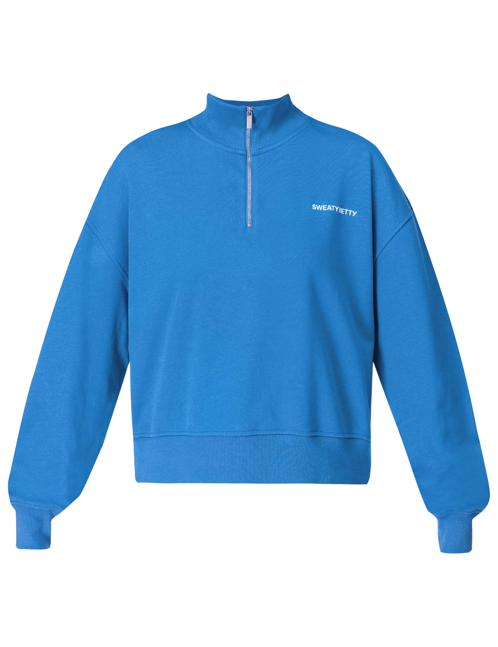 Revive Crop Half Zip Sweatshirt for Women - Soft & Comfortable Tidal Blue Pullover | Perfect for Yoga, Gym, and Casual Wear