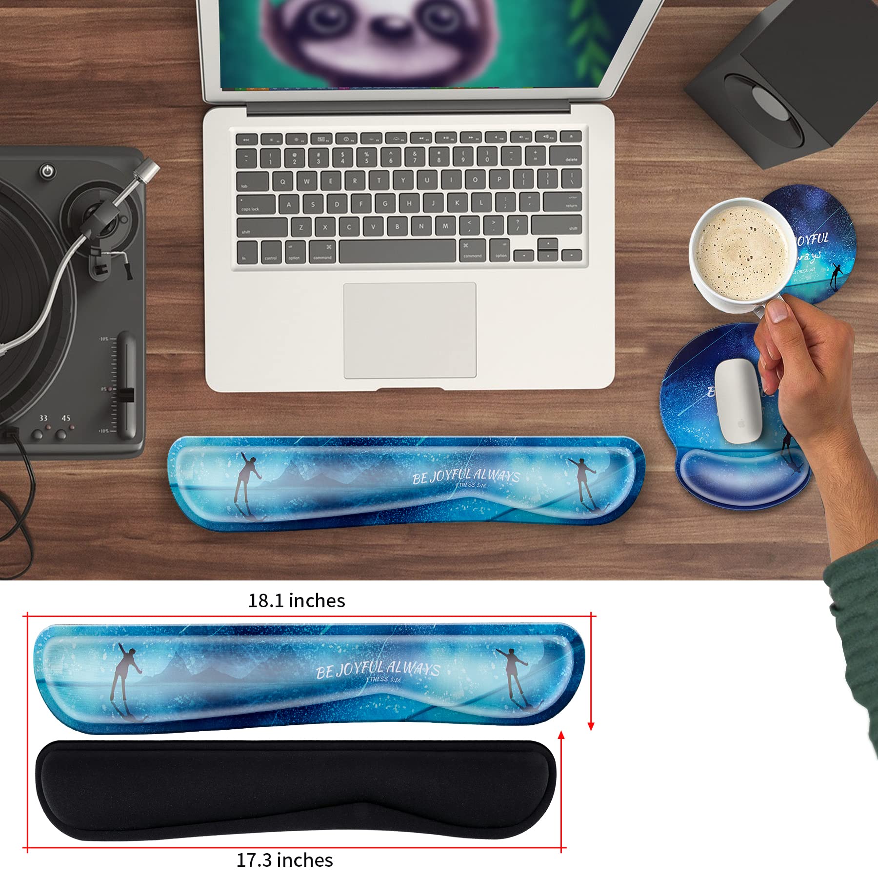 BVYA Memory Foam Non-Slip Keyboard Wrist Rest & Mouse Pad Set with Coaster - Ergonomic Computer Accessories for Office, Gaming, and Laptop Use - Perfect for Long Work Sessions and Comfortable Typing