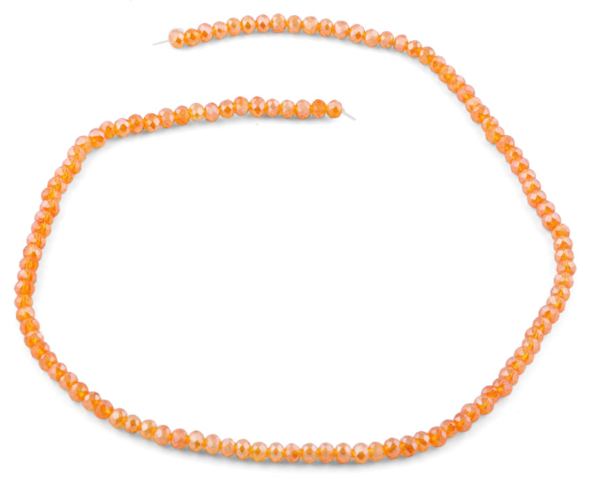 4mm Clear Orange Faceted Rondelle Crystal Beads for Jewelry Making - DIY Bracelets, Necklaces, Earrings & Craft Projects
