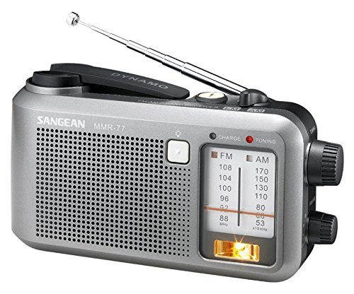 Sangean Compact Emergency Hand Crank AM/FM Radio - Water Resistant, Built-in Speaker, NOAA Weather Alert - Perfect for Camping, Hiking & Power Outages
