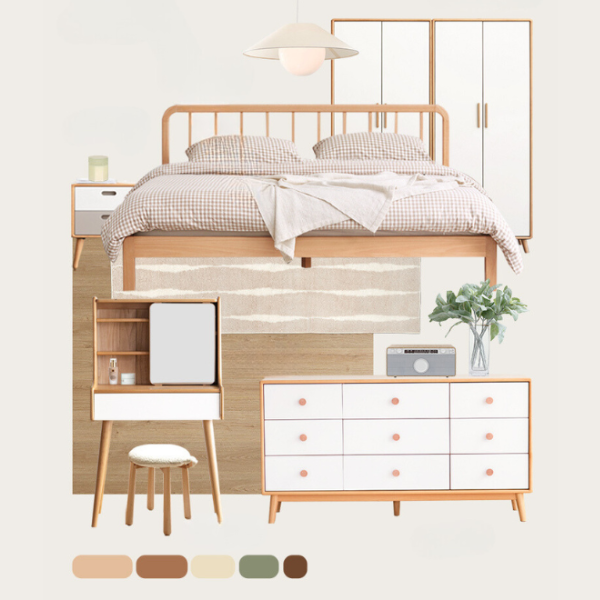 Solid Beech Wood Wardrobe Set - Modern Closet Organizer for Bedroom, Living Room & Office Storage