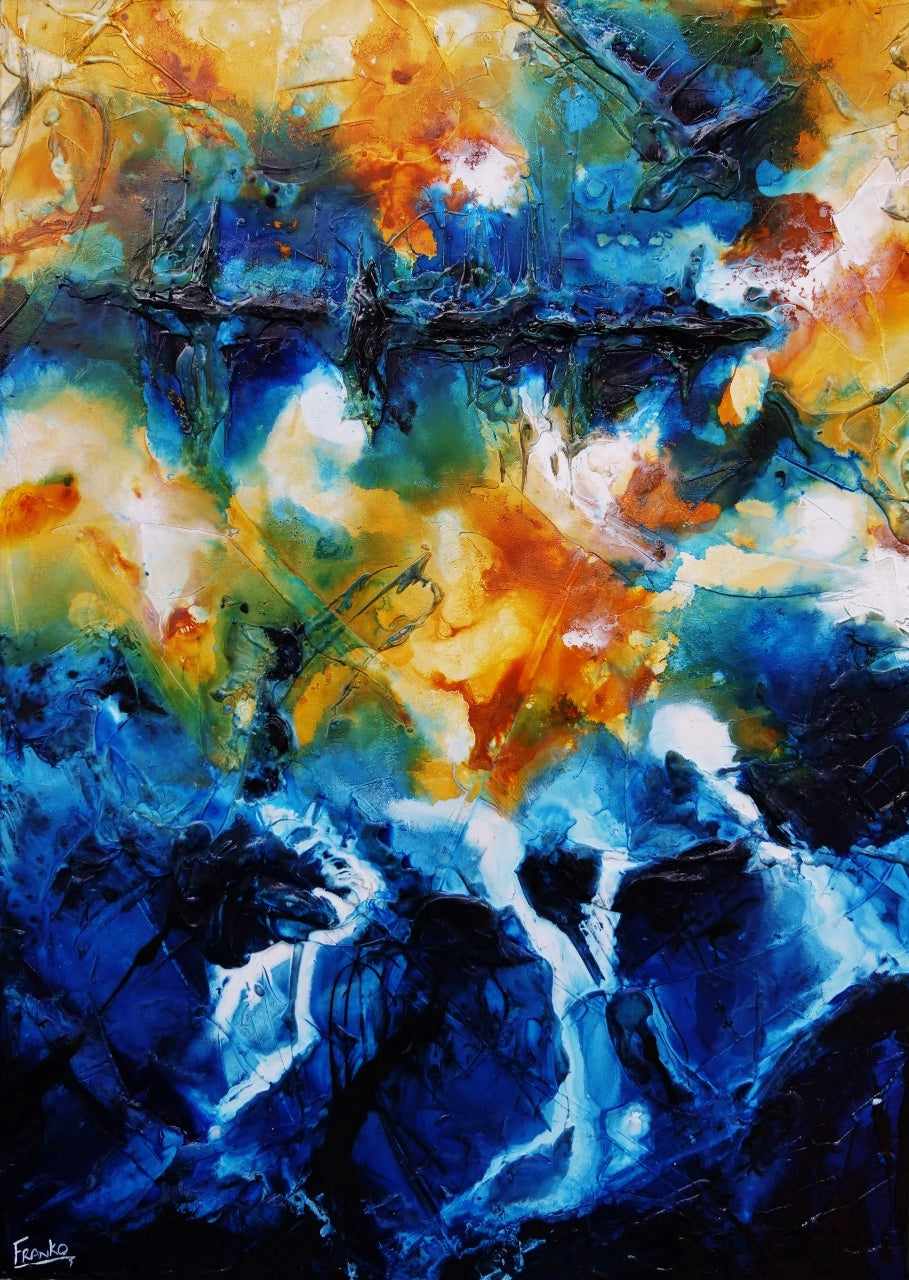 Serenade Beach 140cm x 100cm Blue Sienna Textured Abstract Canvas Art - Modern Wall Decor for Living Room, Bedroom & Office